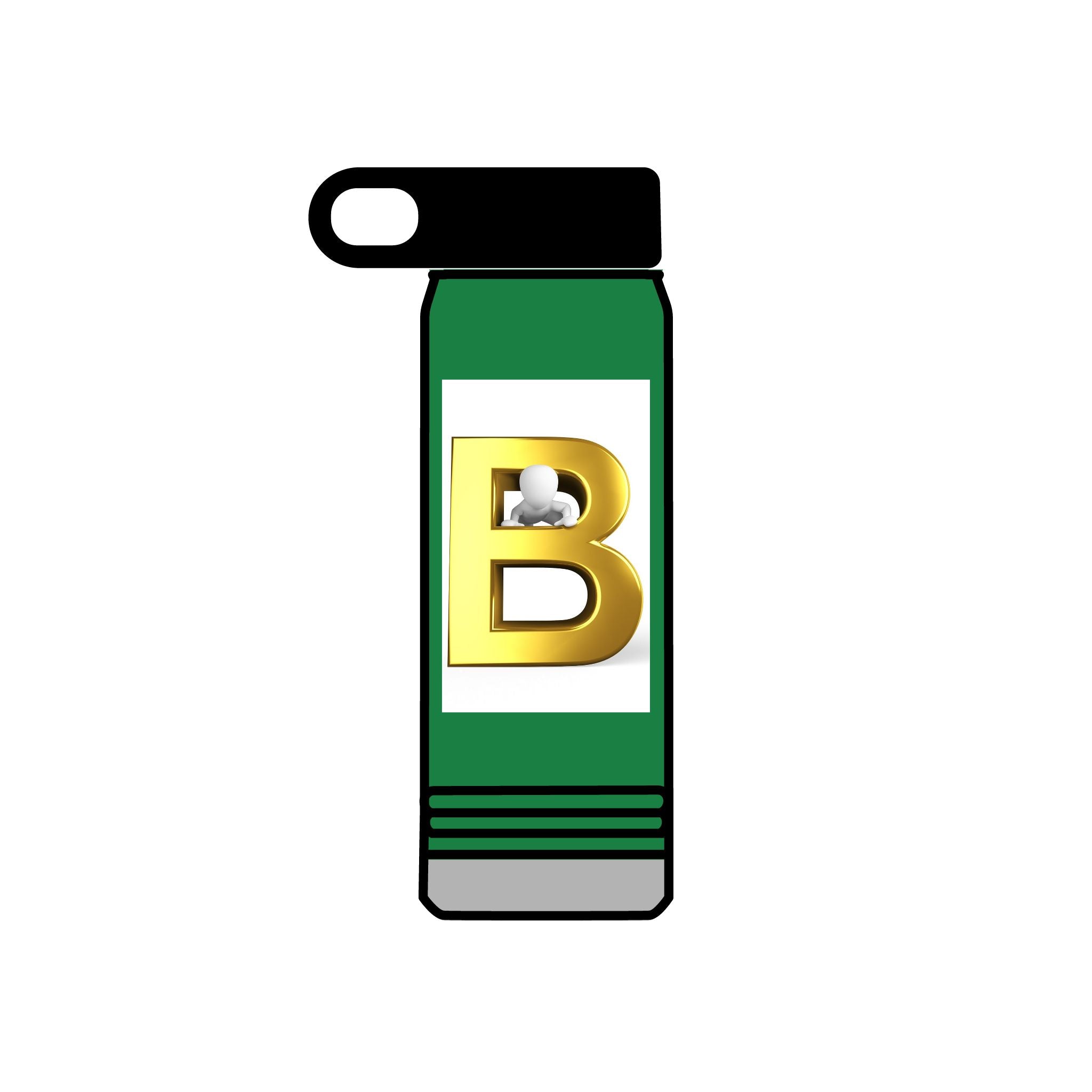 Bouteille d'eau Monogramme Lettre B Dorée | Bouteille Initiale 20oz