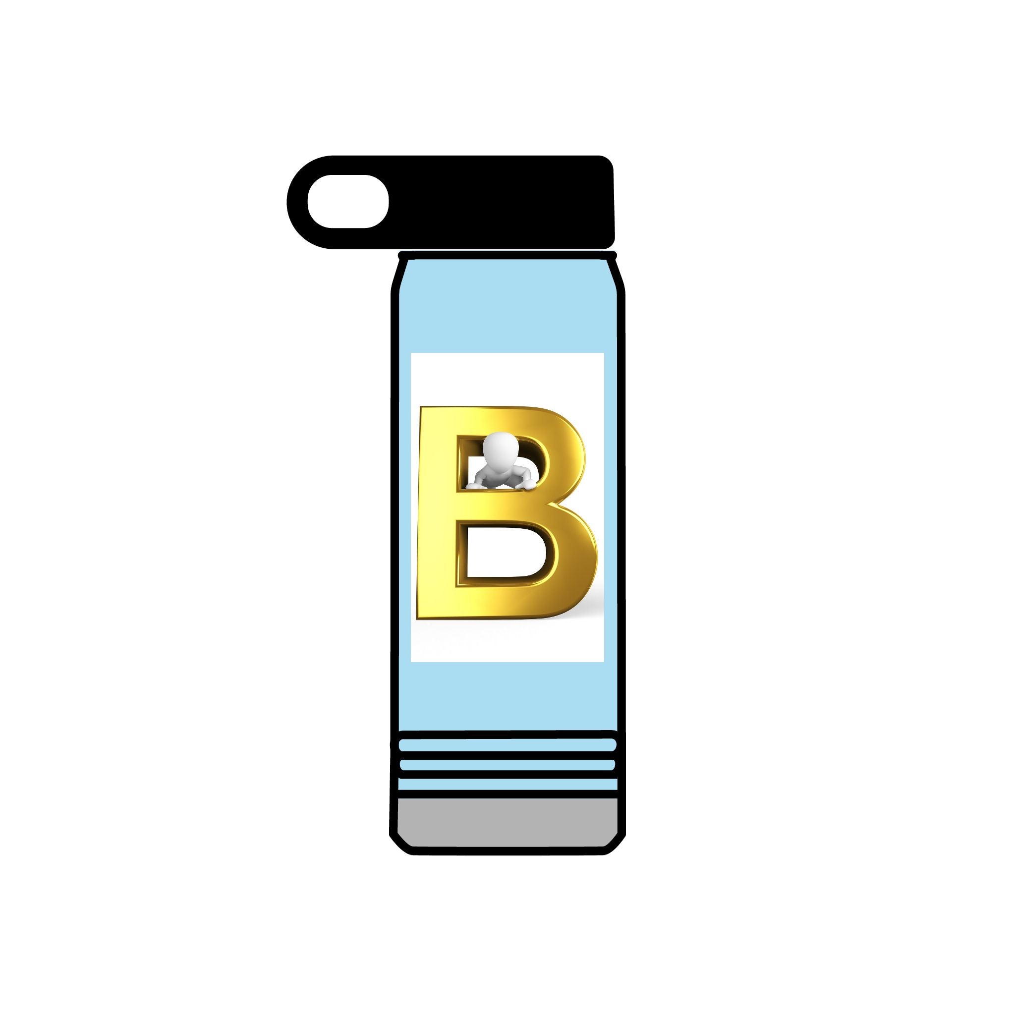 Bouteille d'eau Monogramme Lettre B Dorée | Bouteille Initiale 20oz