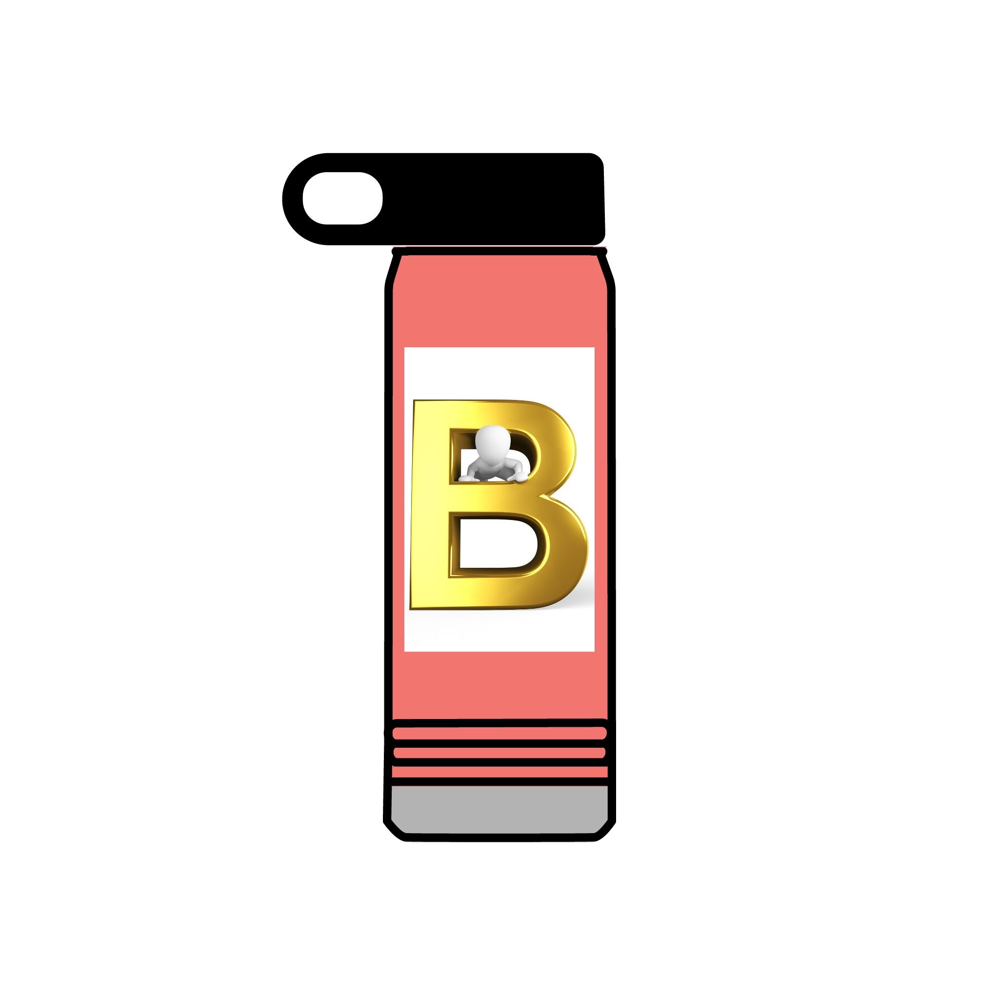 Bouteille d'eau Monogramme Lettre B Dorée | Bouteille Initiale 20oz