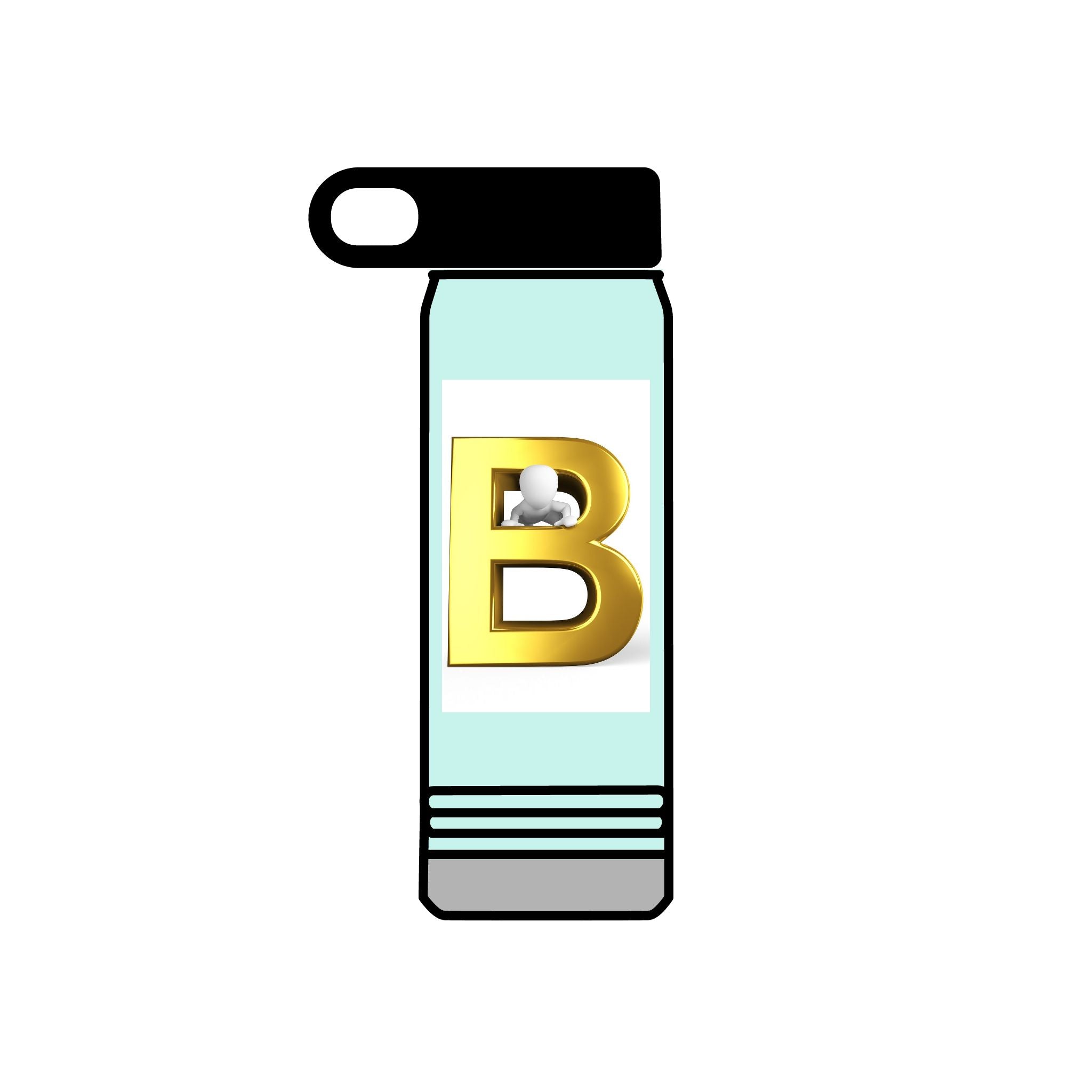 Bouteille d'eau Monogramme Lettre B Dorée | Bouteille Initiale 20oz