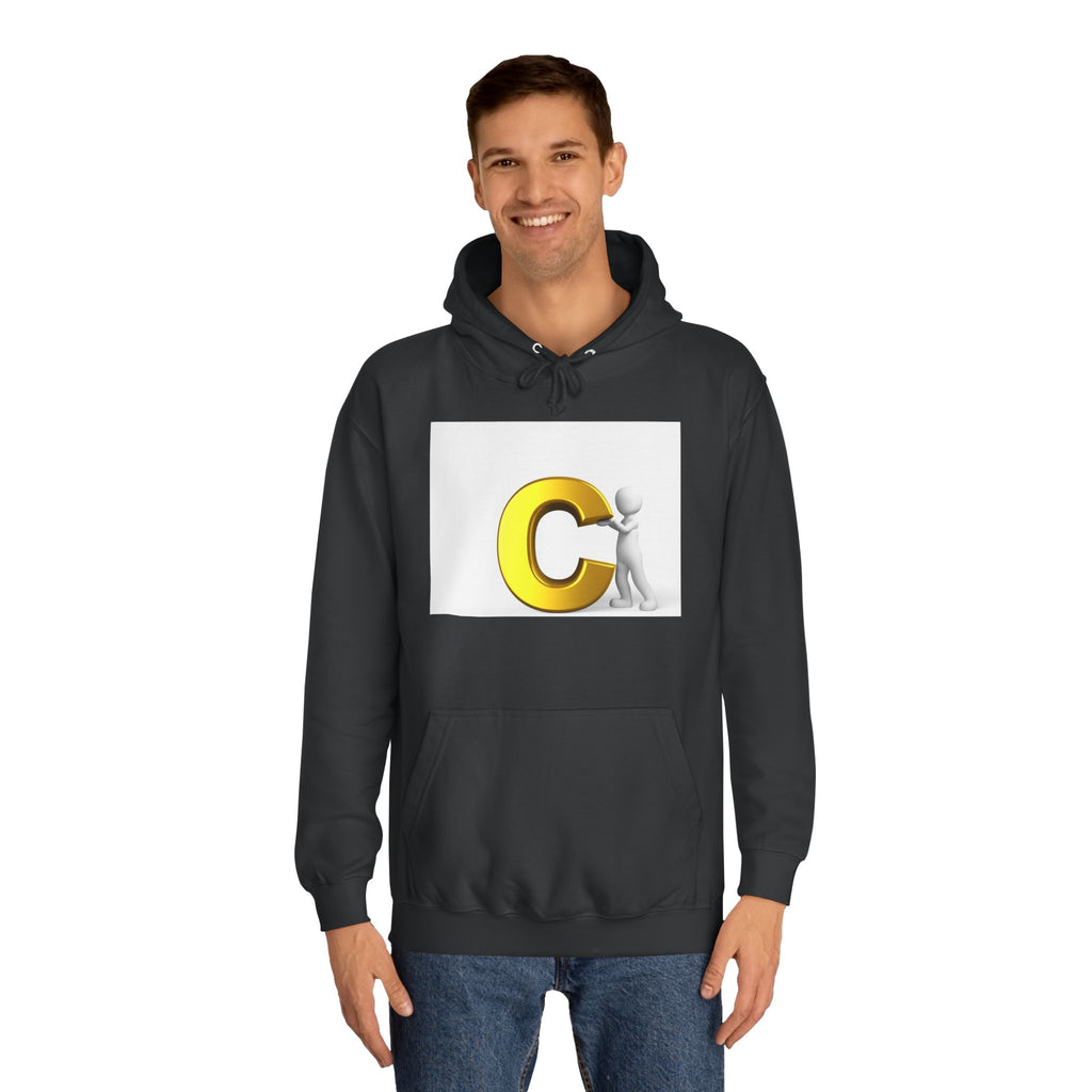 3D Yellow Letter C with Character Hoodie | Initial Monogram Sweatshirt