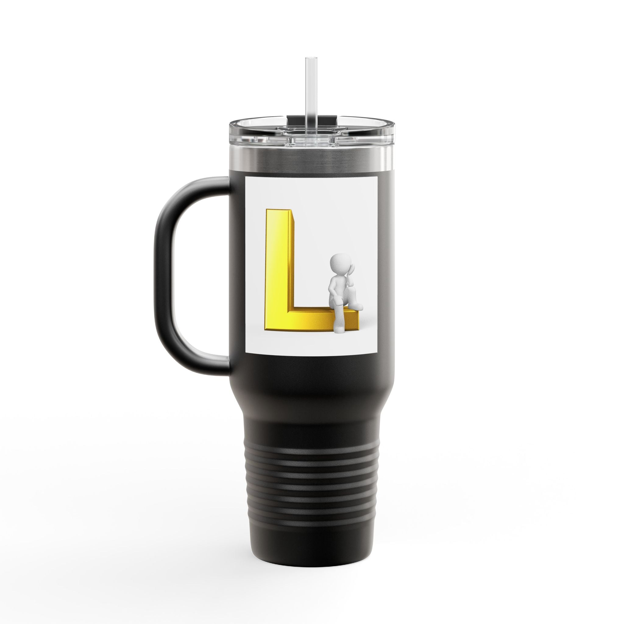 Gold Letter L Monogram Travel Mug | 40oz Insulated Tumbler