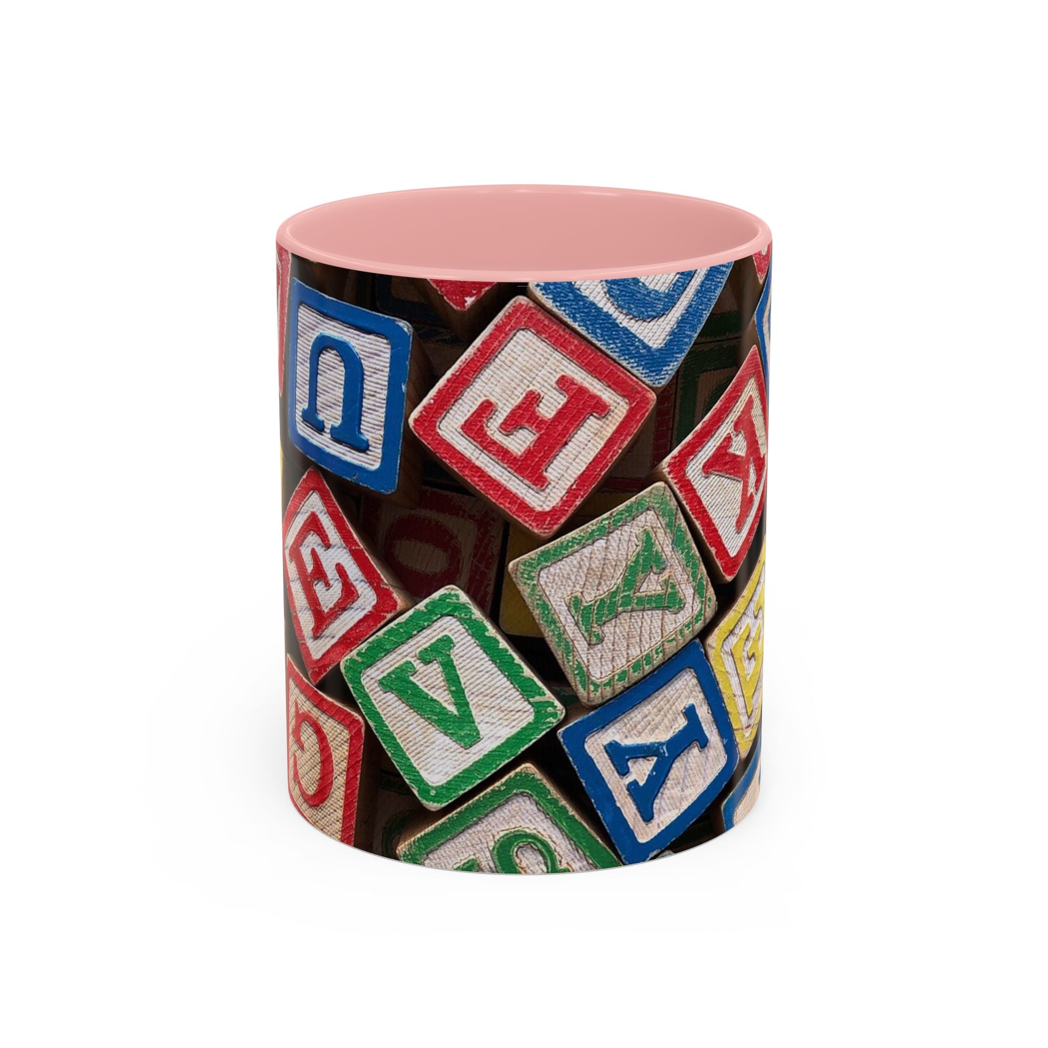 Alphabet Blocks Accent Coffee Mug | Kids Toy Letter Pattern