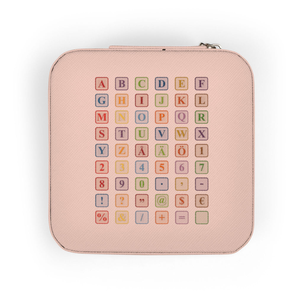 Pastel Alphabet Square Jewelry Travel Case | Compact Organizer