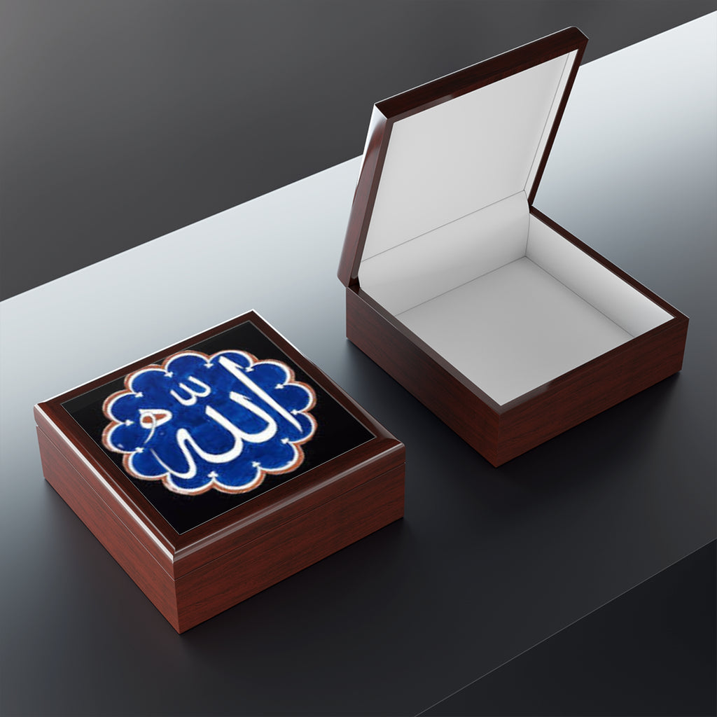 Allah Calligraphy Jewelry Box | Islamic Arabic Script Trinket Case