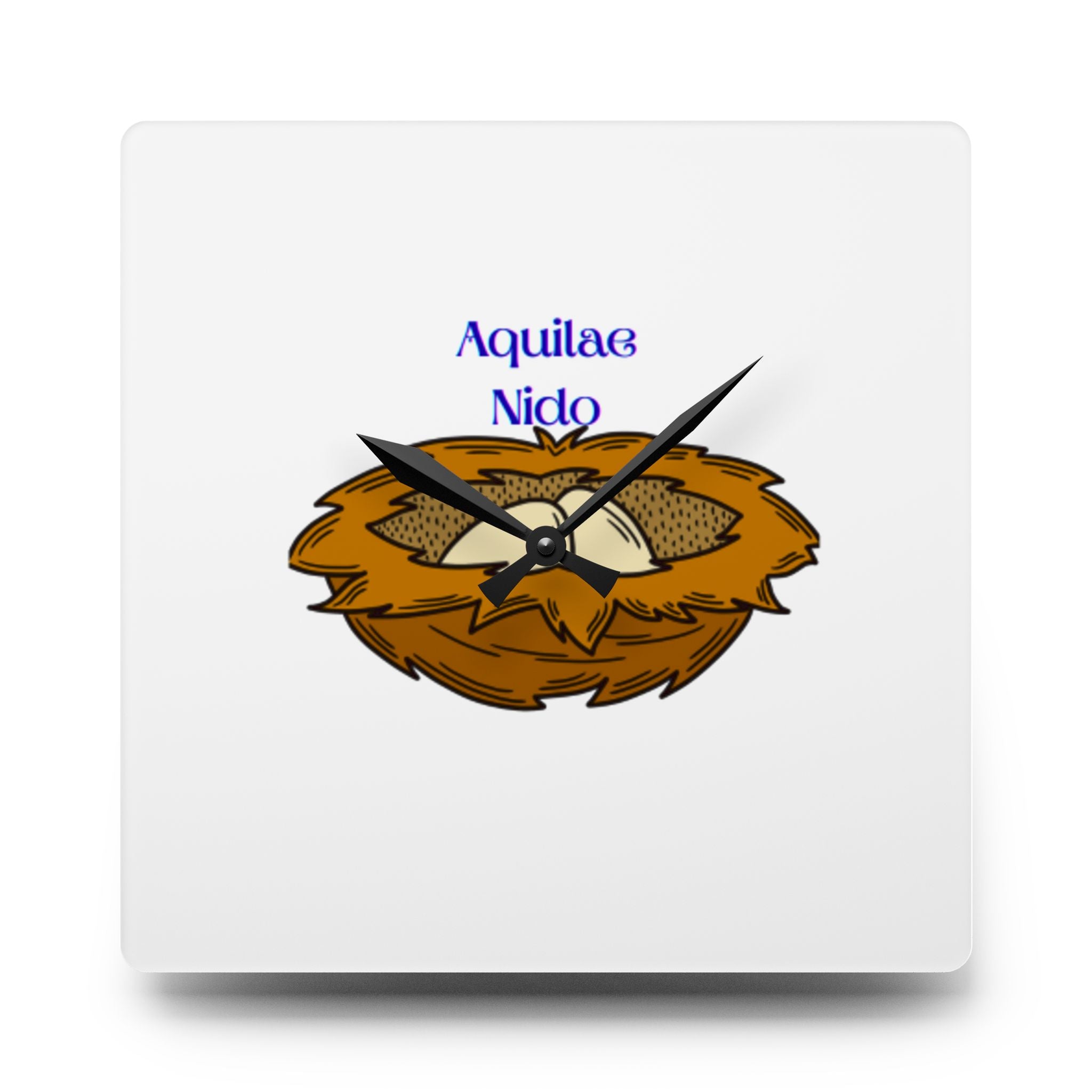 Horloge murale en acrylique avec illustration de nid d'aigle Aquilae Nido | Décoration Nid d'oiseau