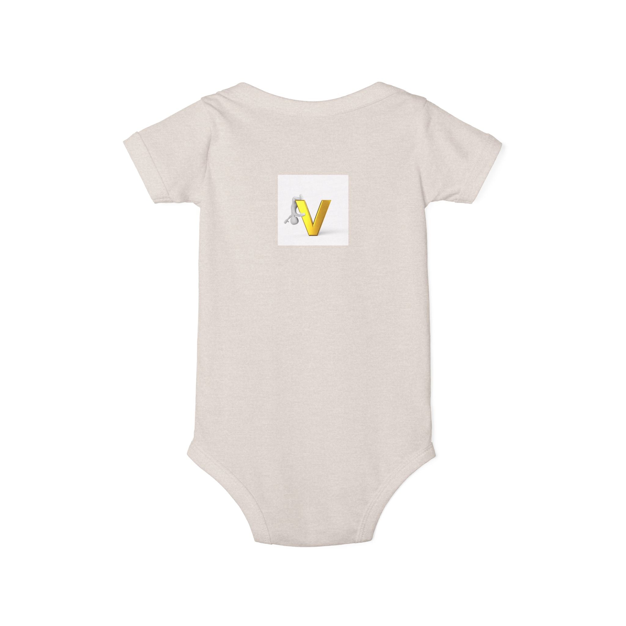Letter V Baby Onesie | Gold Monogram Infant Bodysuit