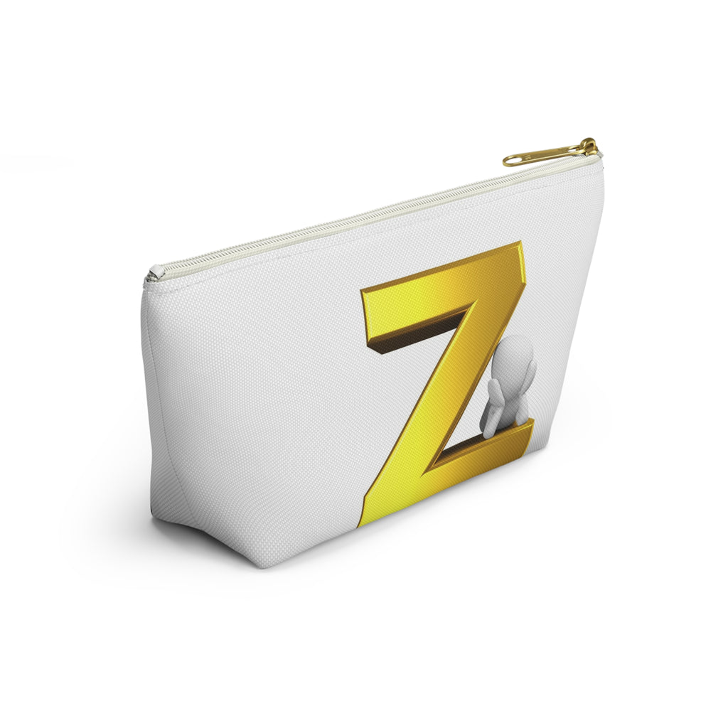 Gold Letter Z with 3D Character Accessory Pouch | Z Initial Makeup Bag