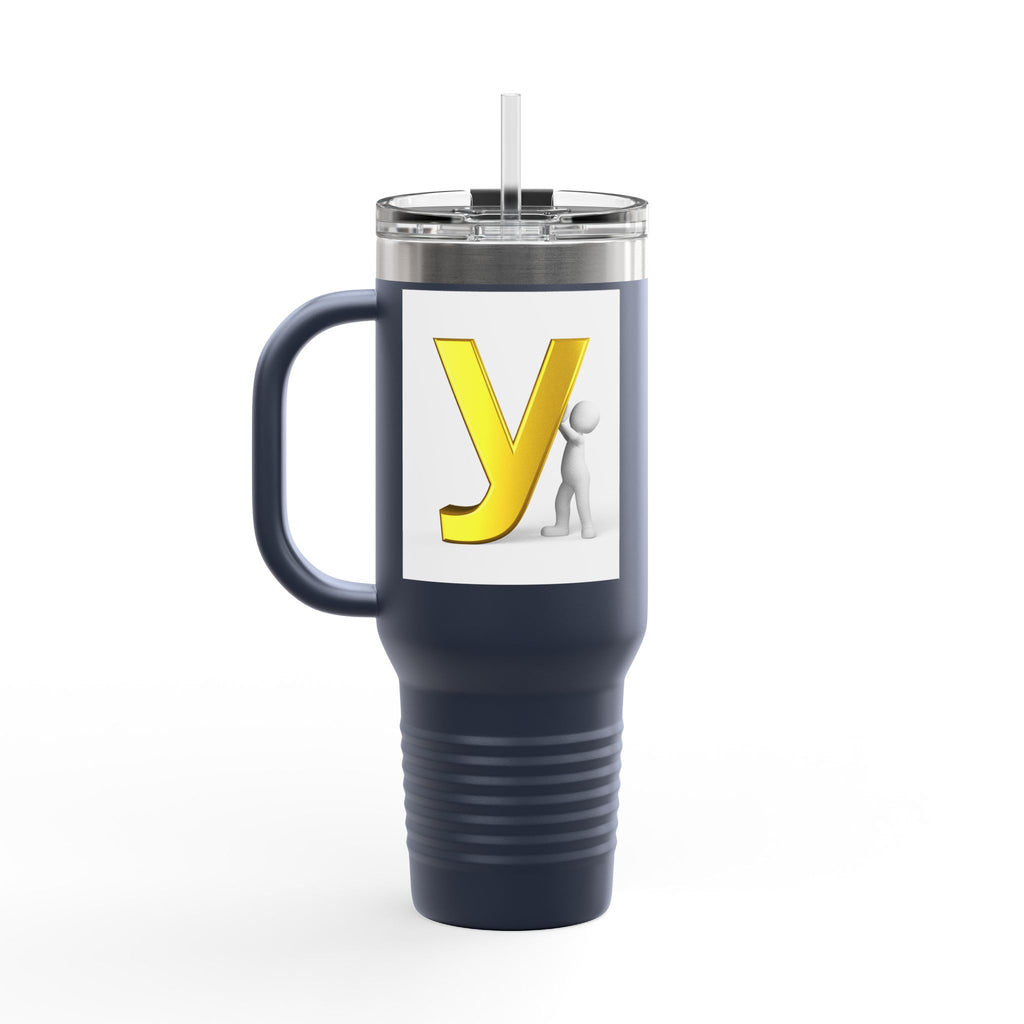 Yellow Letter Y Monogram Travel Mug | 40oz Insulated Tumbler
