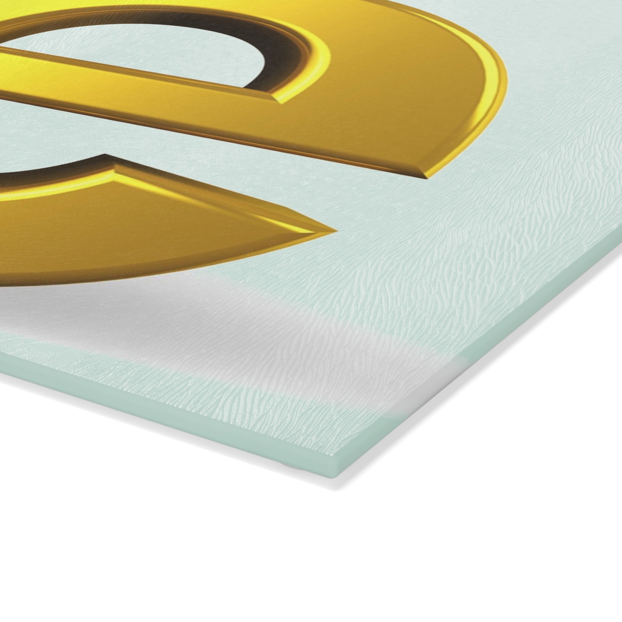 3D Gold Letter E with Figure Glass Cutting Board | Alphabet Kitchen Decor