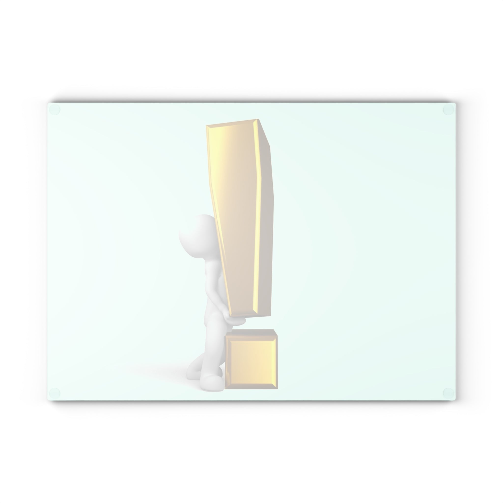 3D Figure with Gold Exclamation Mark Glass Cutting Board | Modern Statement Kitchen Decor