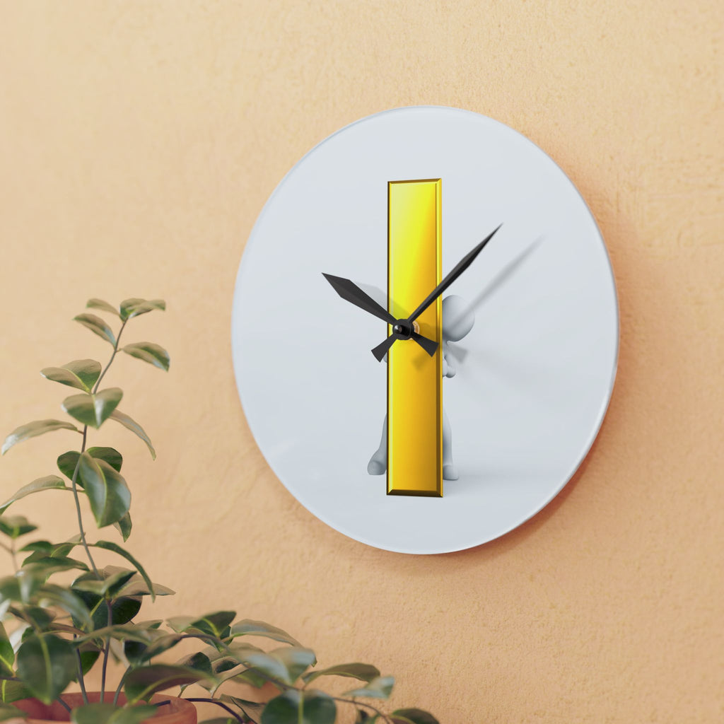 Minimal Gold Letter i Acrylic Wall Clock | Modern Geometric Decor