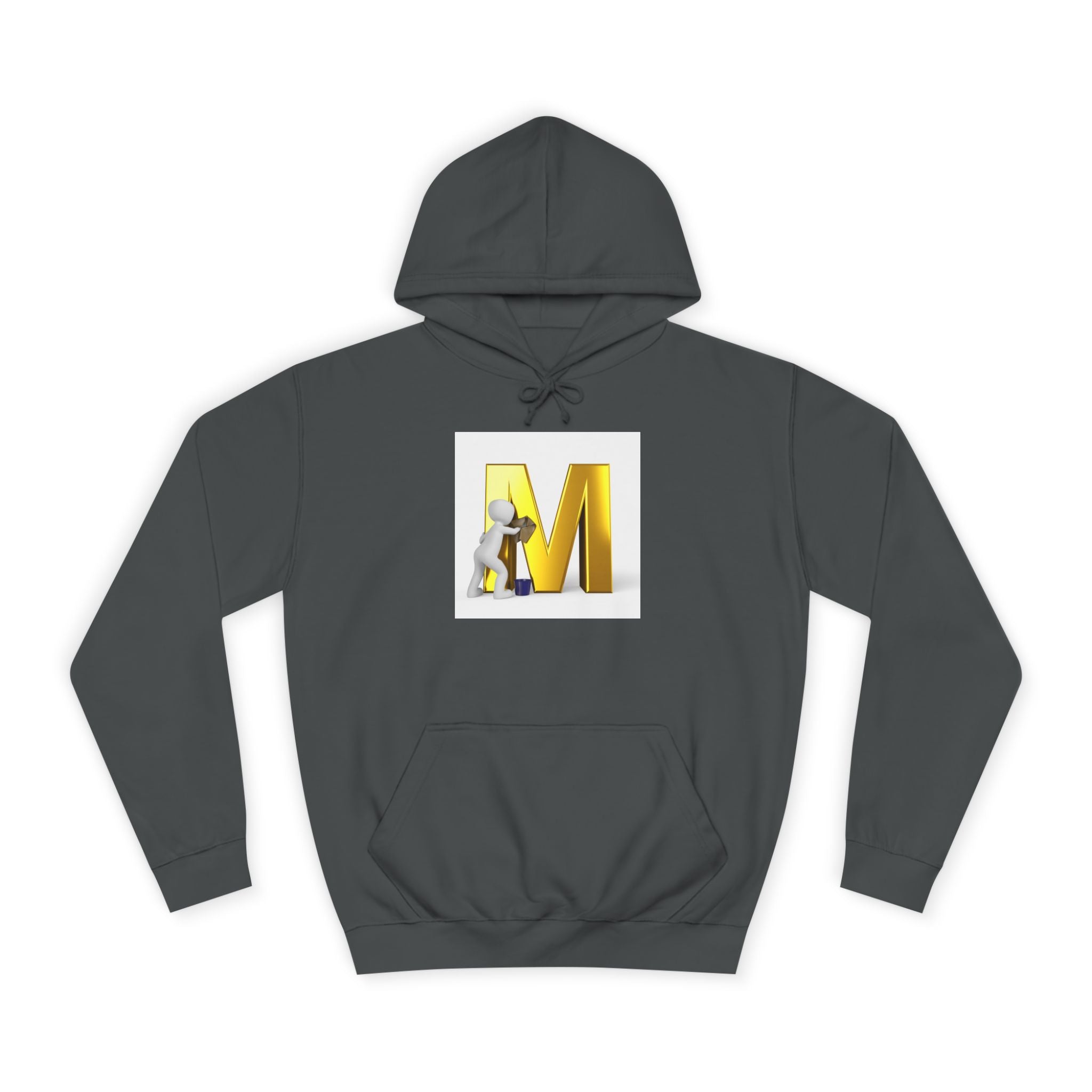 Gold Letter M with Figure Hoodie | Monogram Initial M Sweatshirt