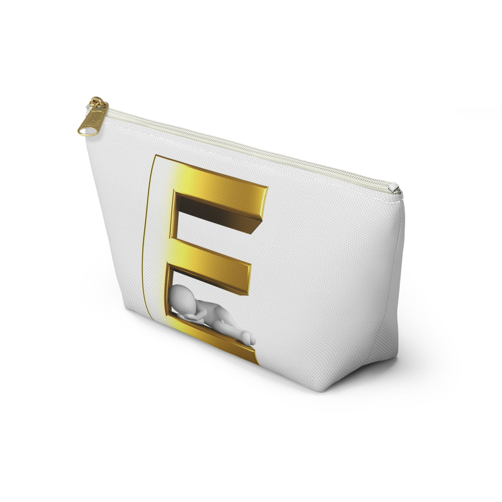 Golden Letter E with Sleeping Baby Accessory Pouch