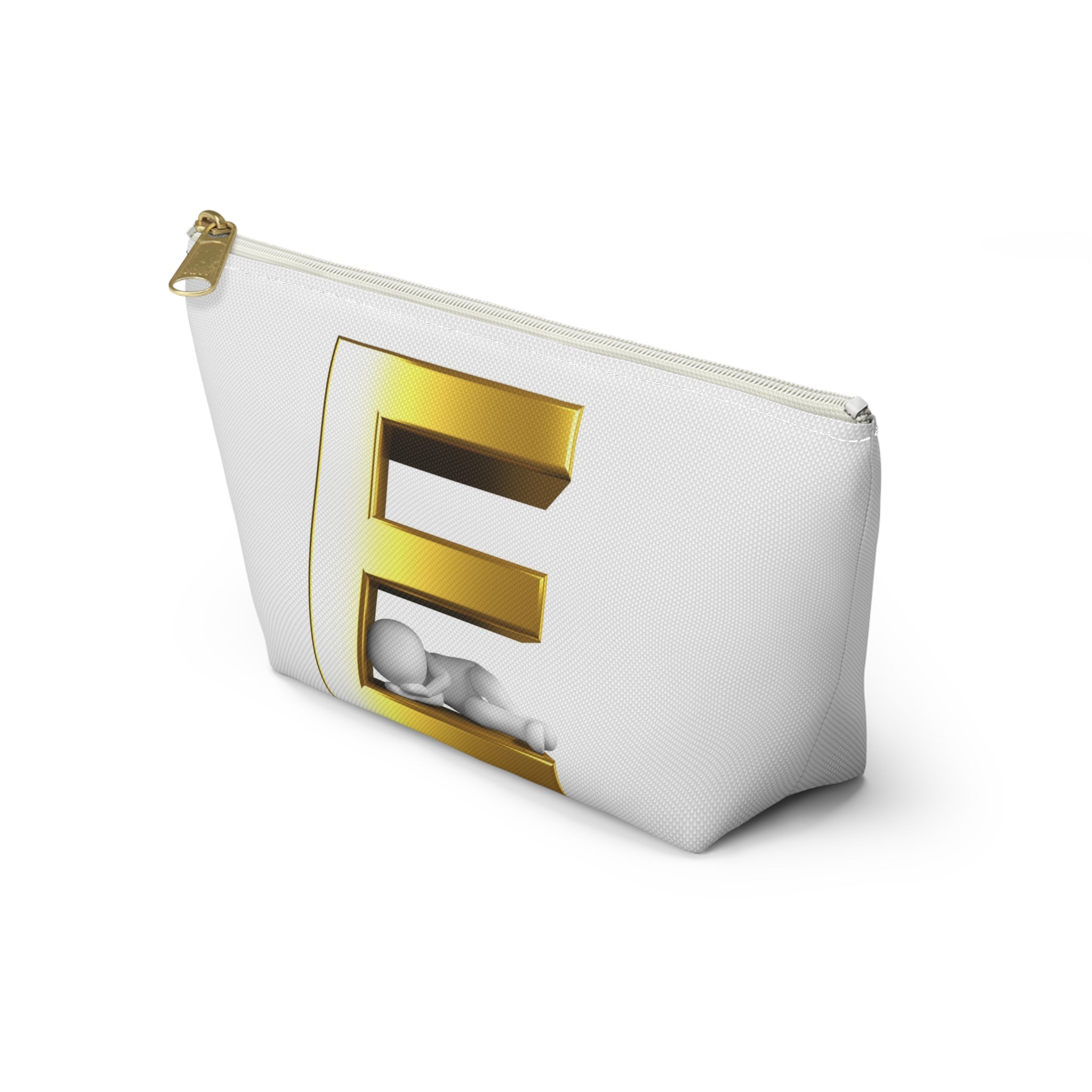 Golden Letter E with Sleeping Baby Accessory Pouch