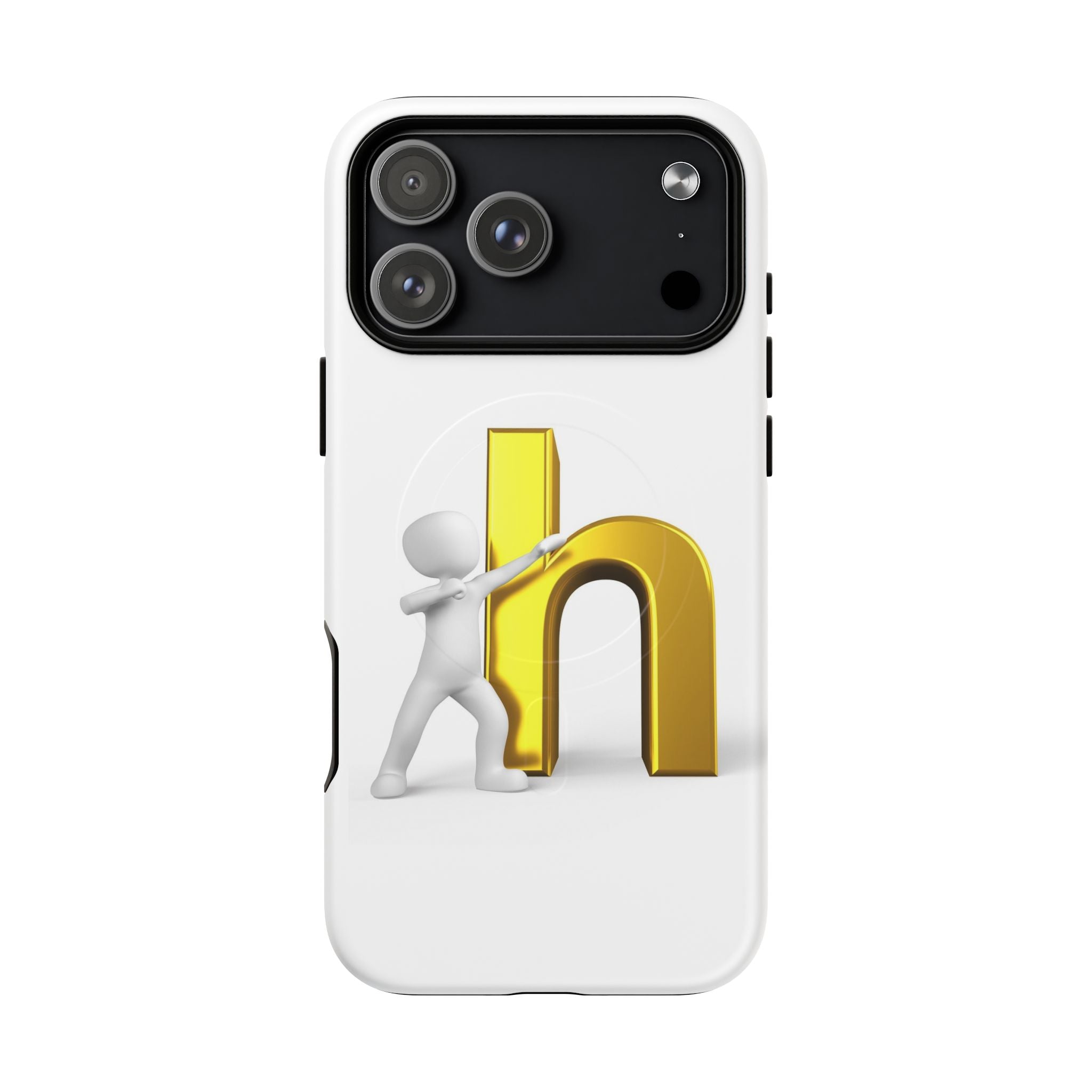 Coque de téléphone 3D avec lettre H dorée poussée | Coque magnétique robuste