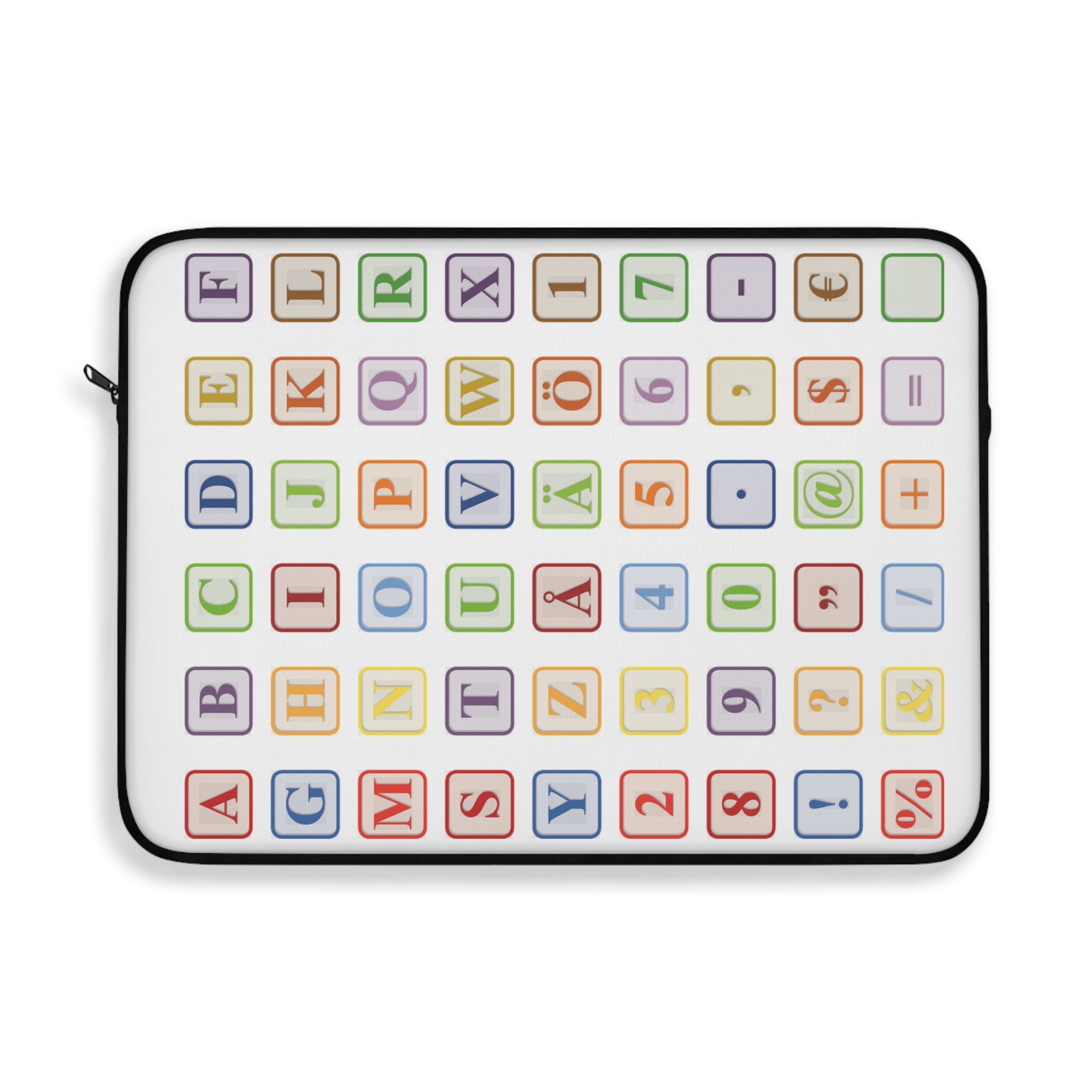 Housse d'ordinateur portable avec touches de clavier colorées | Motif de lettres de machine à écrire rétro