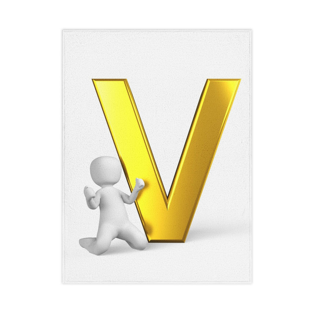Gold Letter V design Toddler Blanket | Initial V nursery blanket