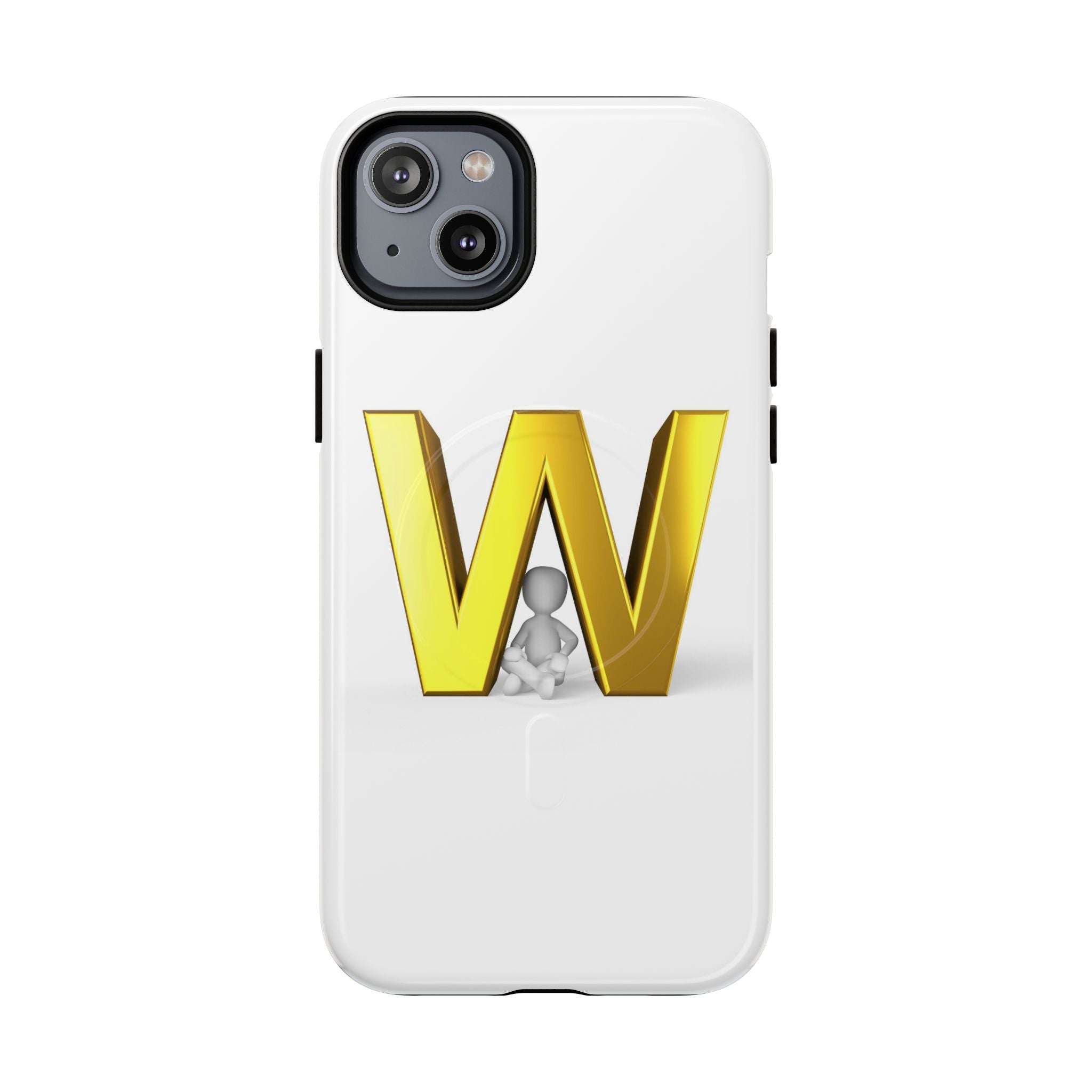 Coque de téléphone à monogramme lettre W or | Coque magnétique résistante