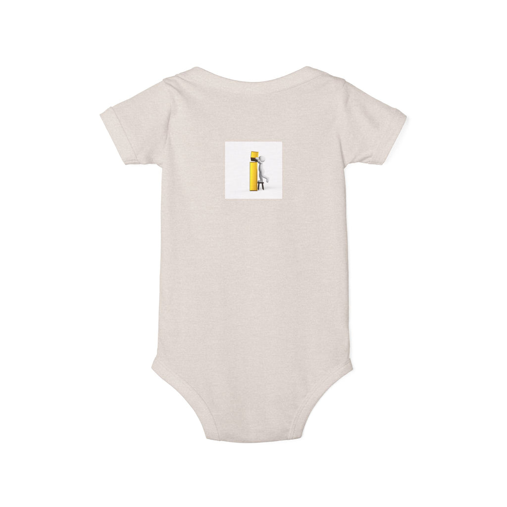 Little Figure Building Yellow Letter i Baby Onesie | Infant Bodysuit