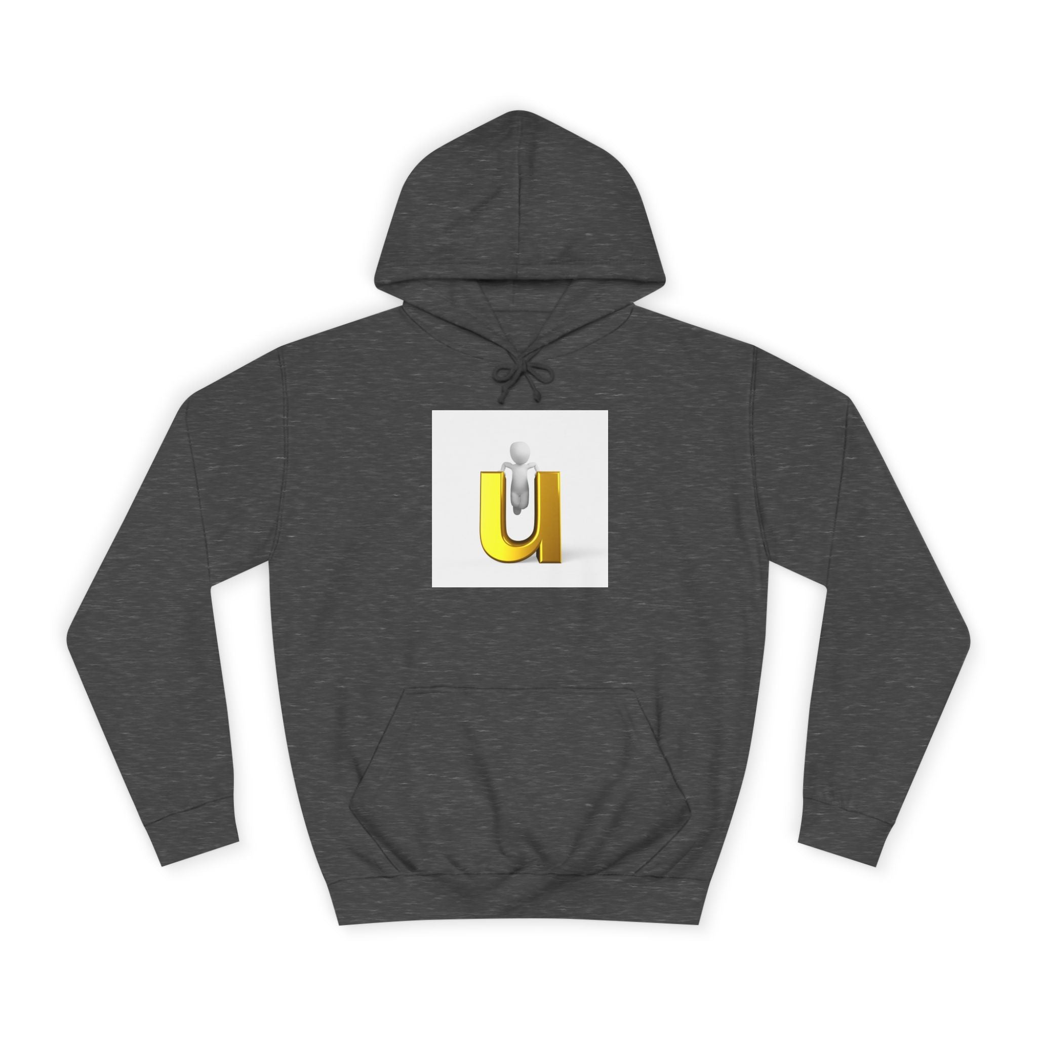 Sweat à capuche lettre U dorée en 3D | Sweat-shirt initial minimaliste