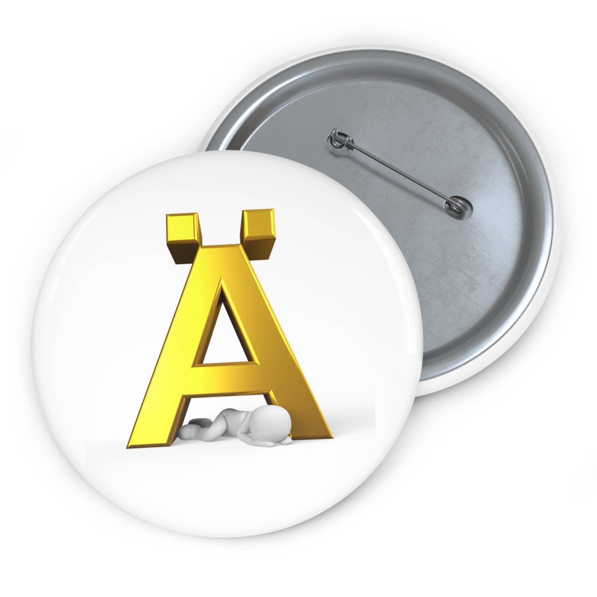 Épingle Bouton Lettre A 3D Dorée | Épingle Alphabet Personnalisée