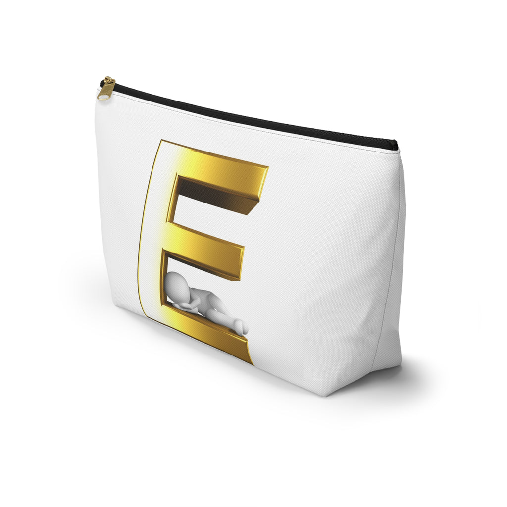 Golden Letter E with Sleeping Baby Accessory Pouch