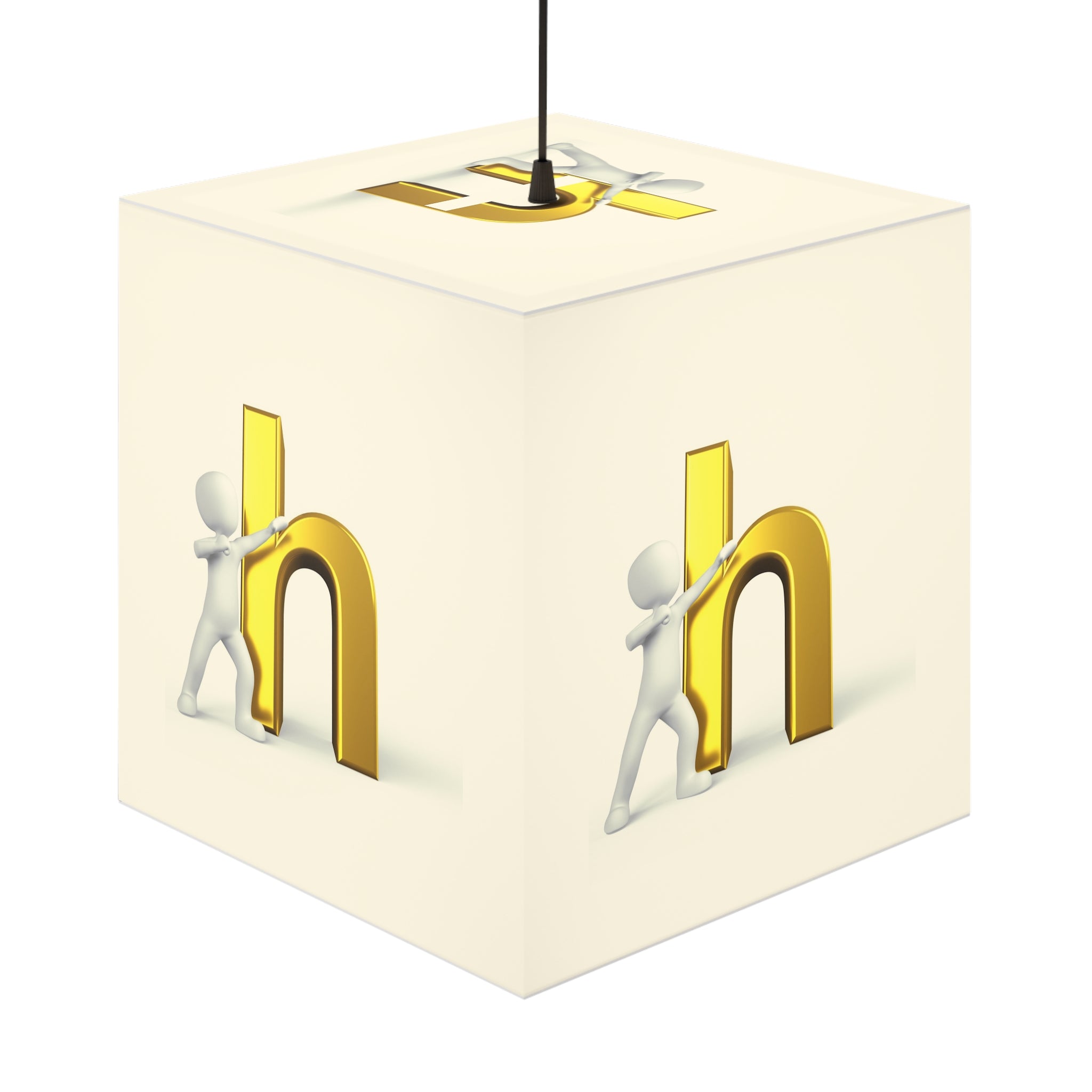 3D Figure Hugging Gold Letter H Light Cube Lamp | Kids Room Nightlight