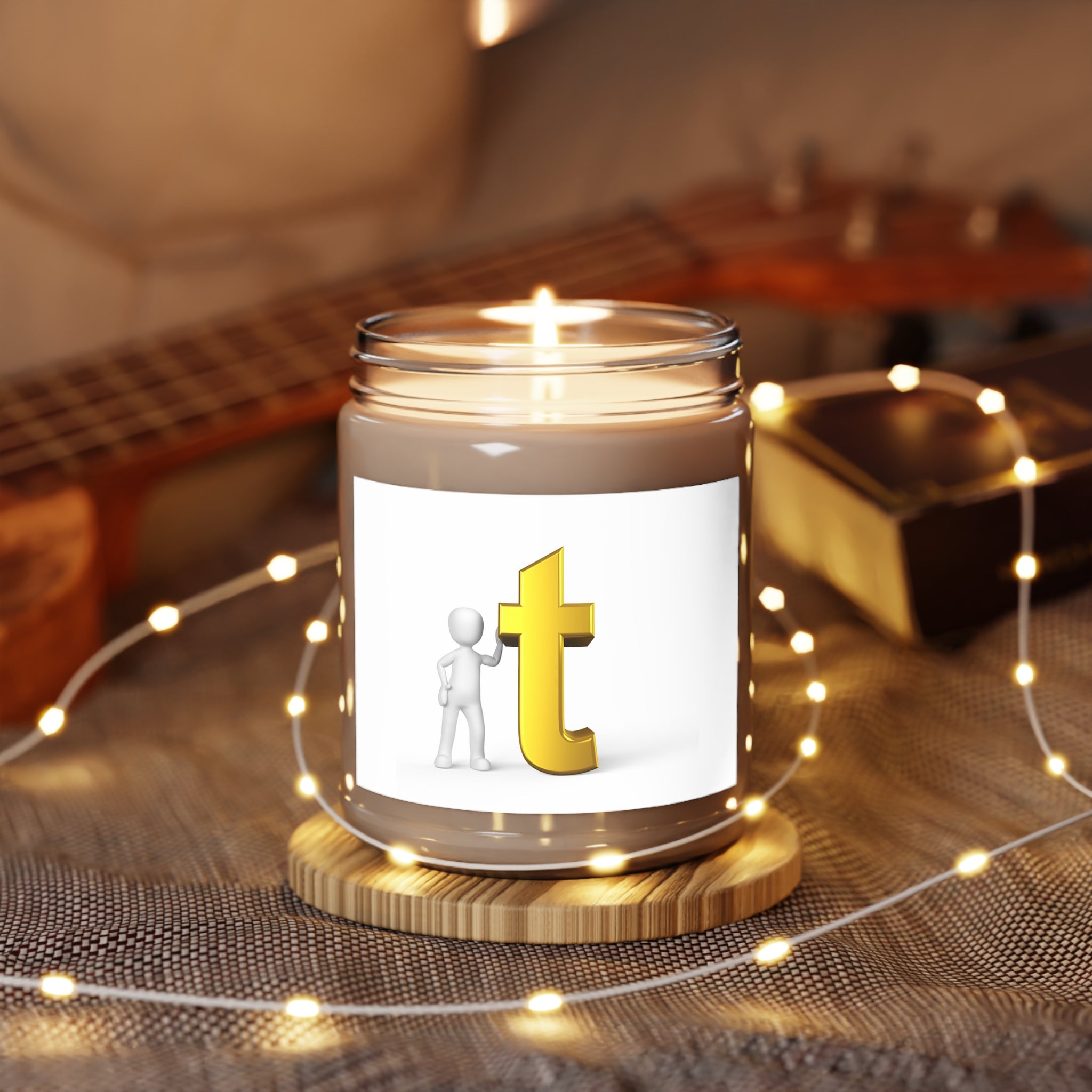 Yellow Letter T Illustration Candle | 9oz Soy Candle with White Lid