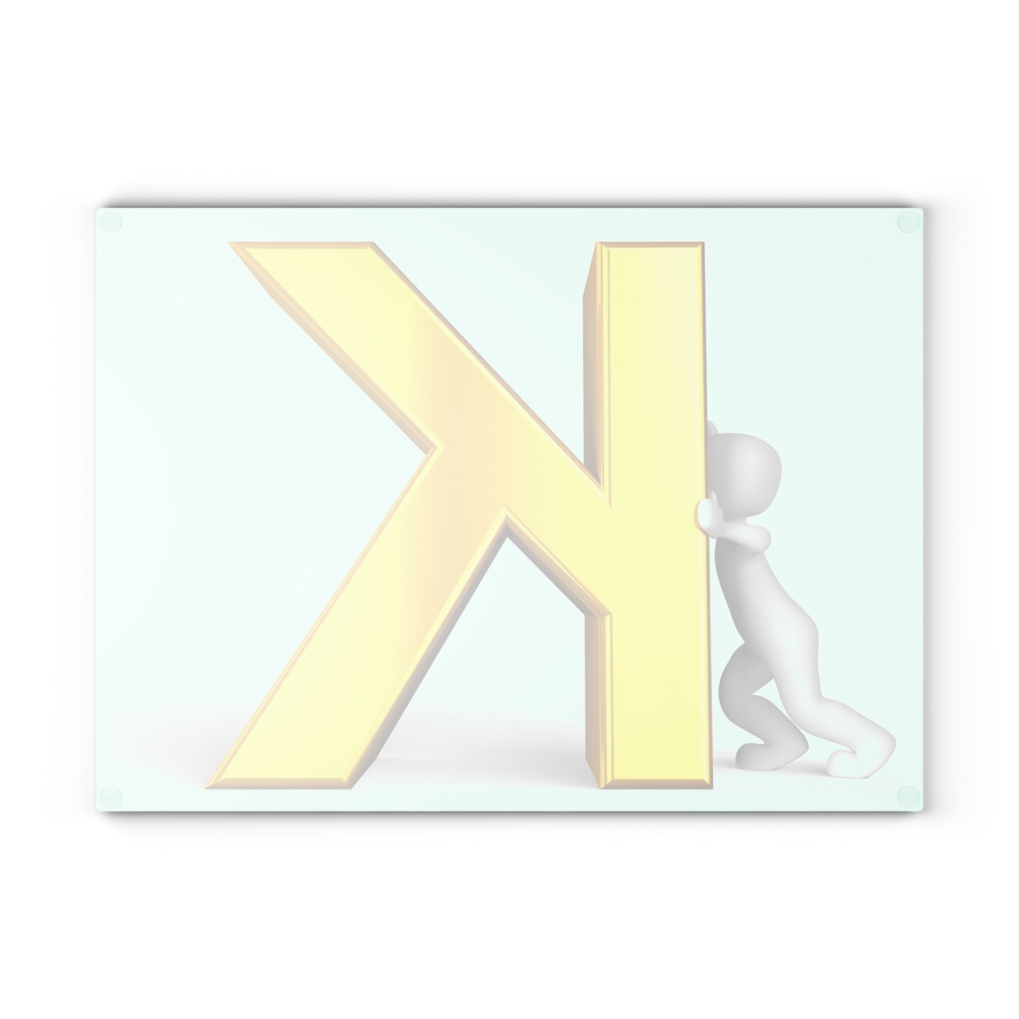 Gold Letter K design Glass Cutting Board | Monogram Initial K