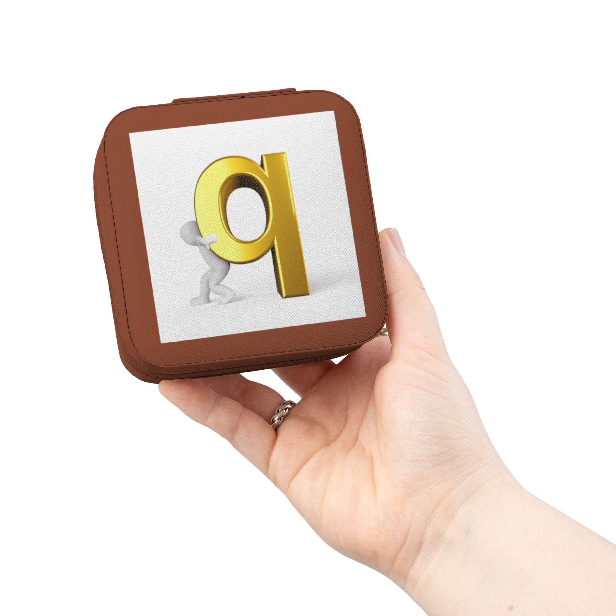 Boîte à bijoux monogramme lettre Q dorée | Organisateur de bijoux de voyage, carré compact