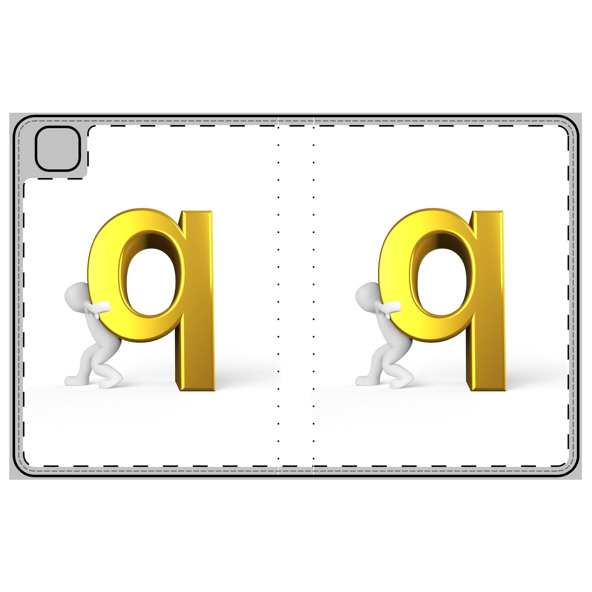 3D Gold Letter Q Tablet Folio Case | Letter Q Initial Monogram