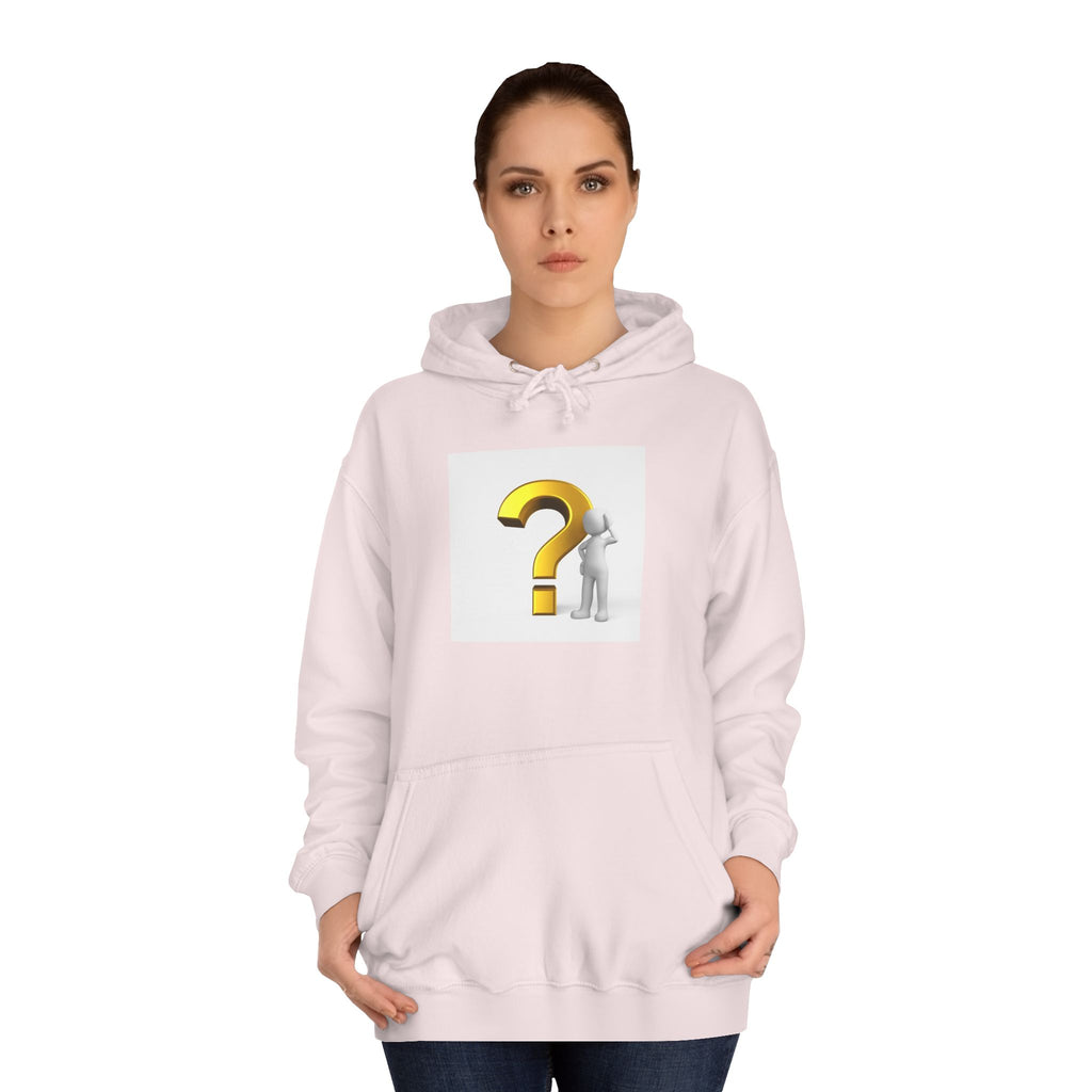 Gold Question Mark with Thinking Figure Hoodie | Mystery Design, Minimalist