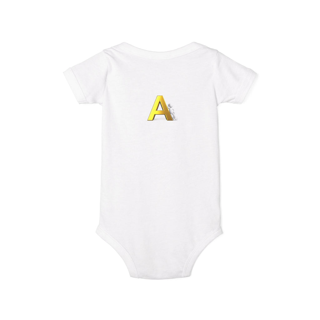 Yellow Block Letter A Baby Onesie | Infant Jersey One Piece