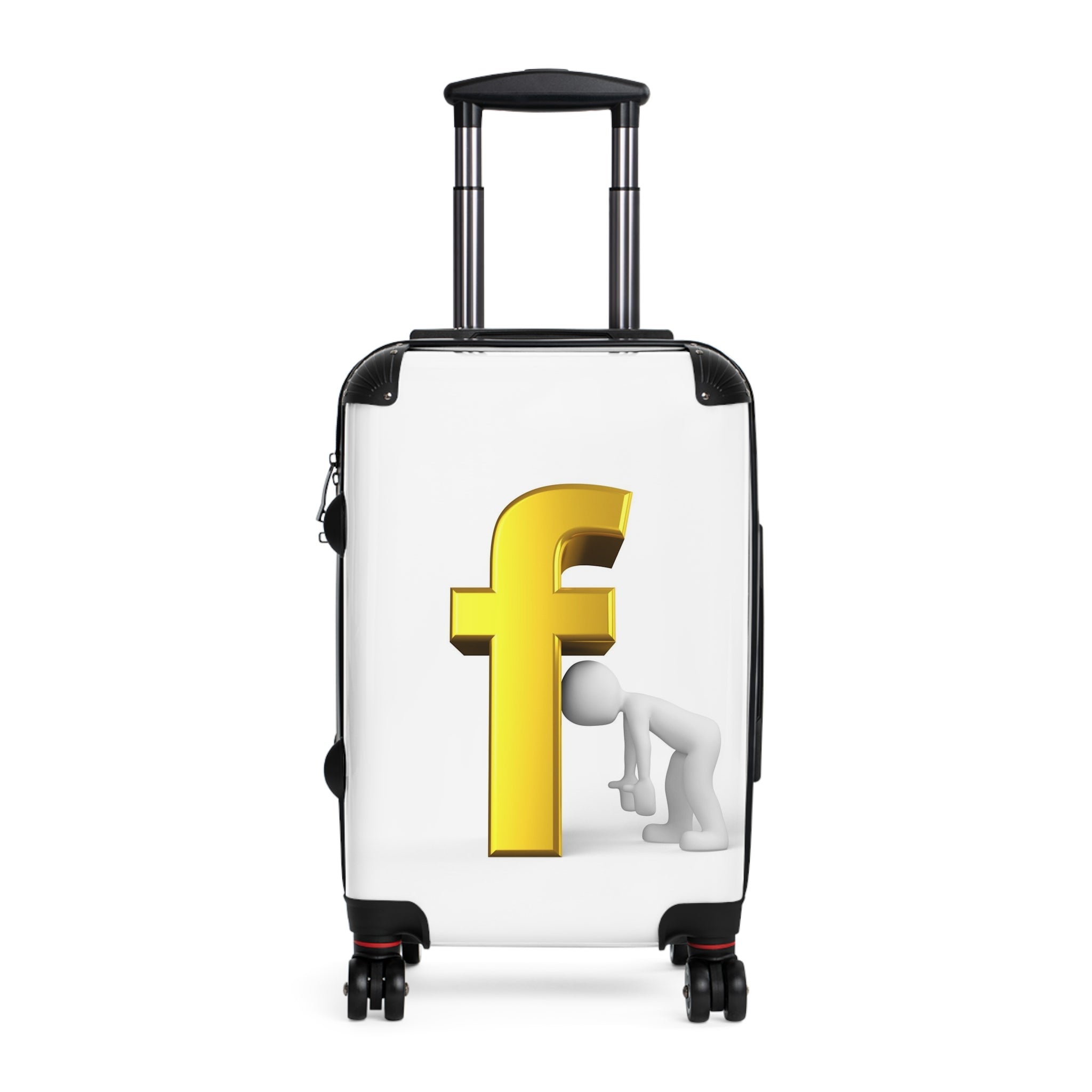 Golden F Letter Humor suitcase | Luggage with 3D letter graphic