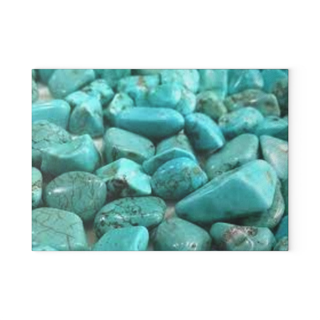 Turquoise Pebble Pattern Glass Cutting Board | Gemstone Kitchen Board
