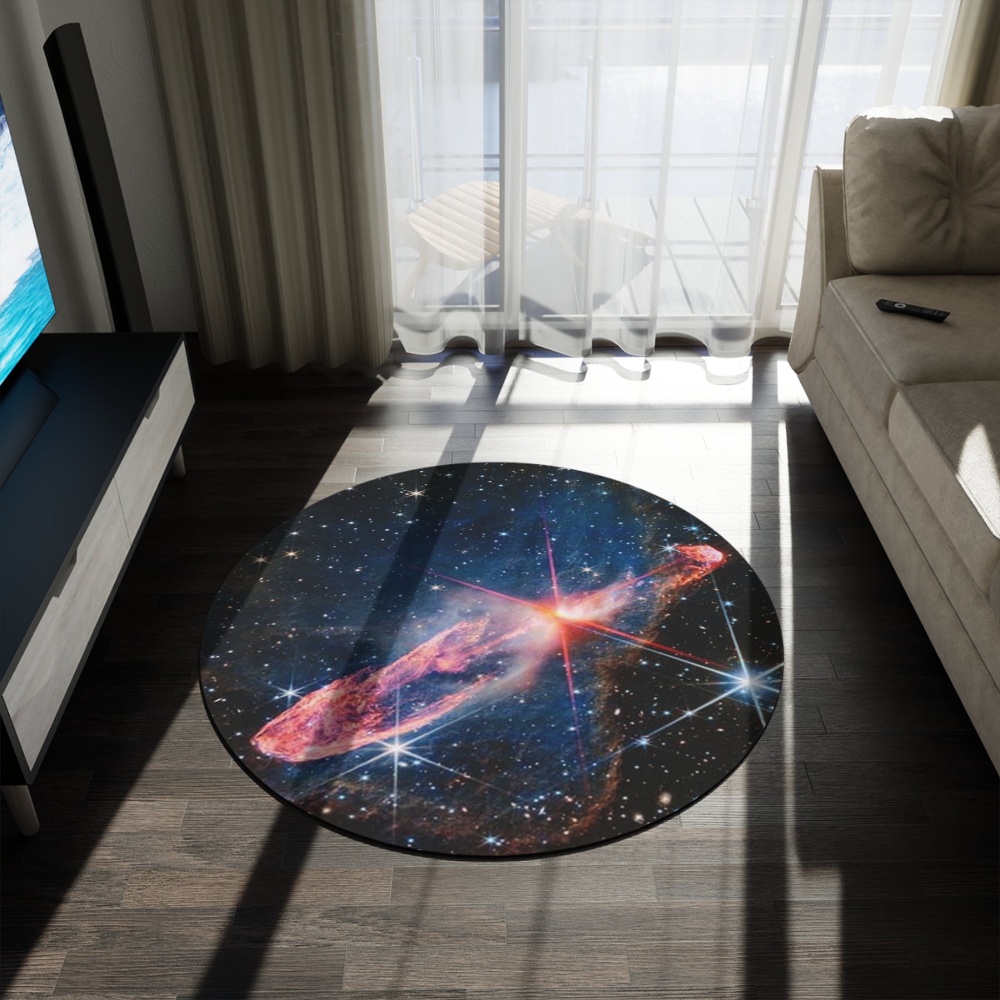 Cosmic Nebula Round Rug | Galaxy Space Stars Floor Mat