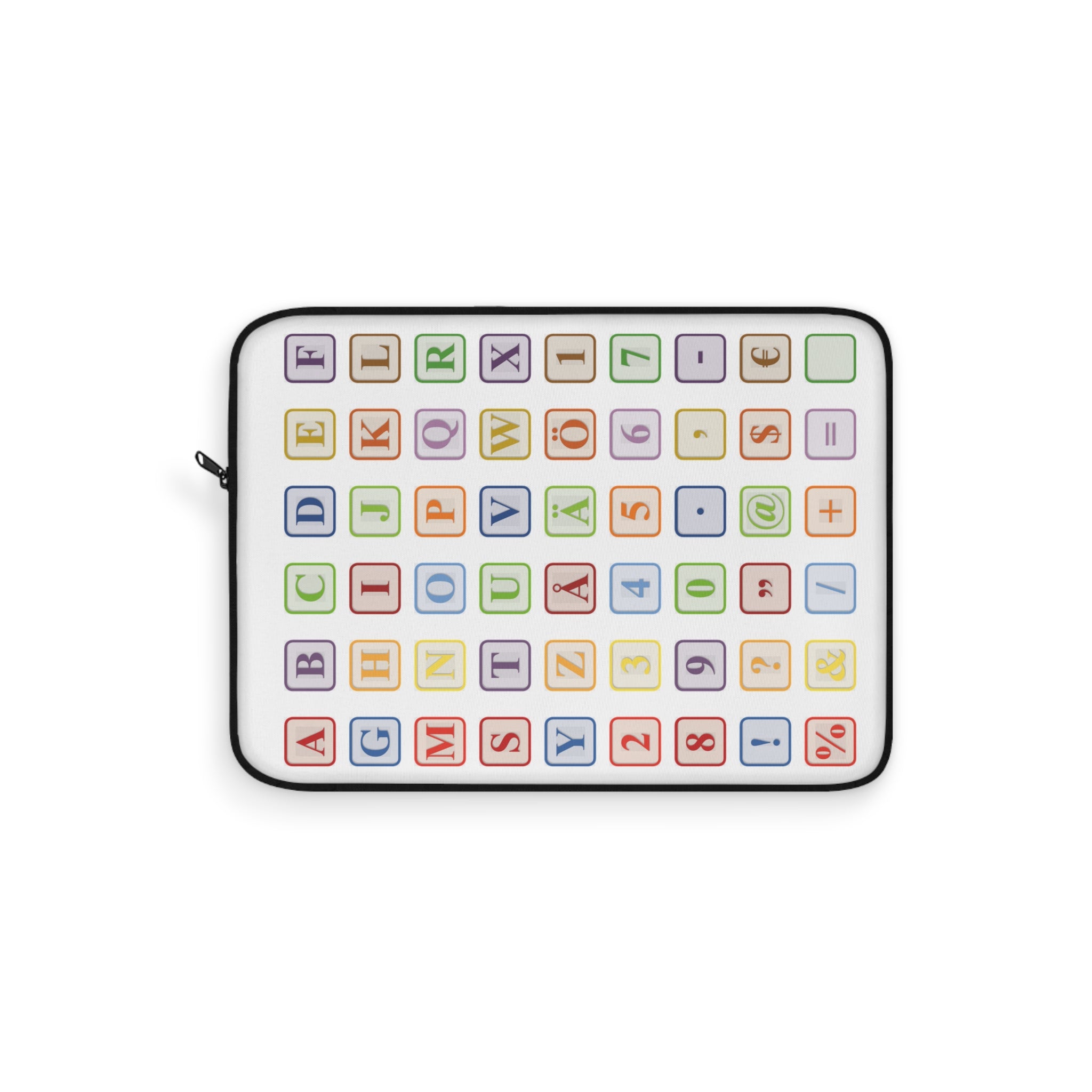 Housse d'ordinateur portable avec touches de clavier colorées | Motif de lettres de machine à écrire rétro
