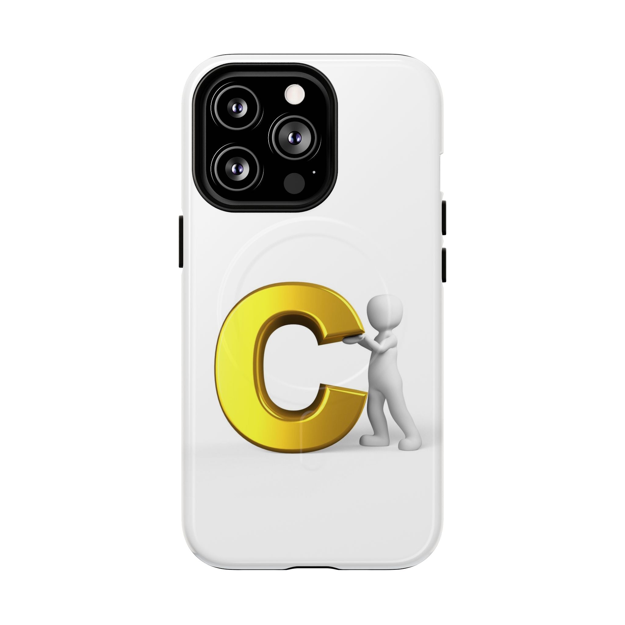 Coque de téléphone Monogramme Lettre C Dorée | Coque magnétique robuste