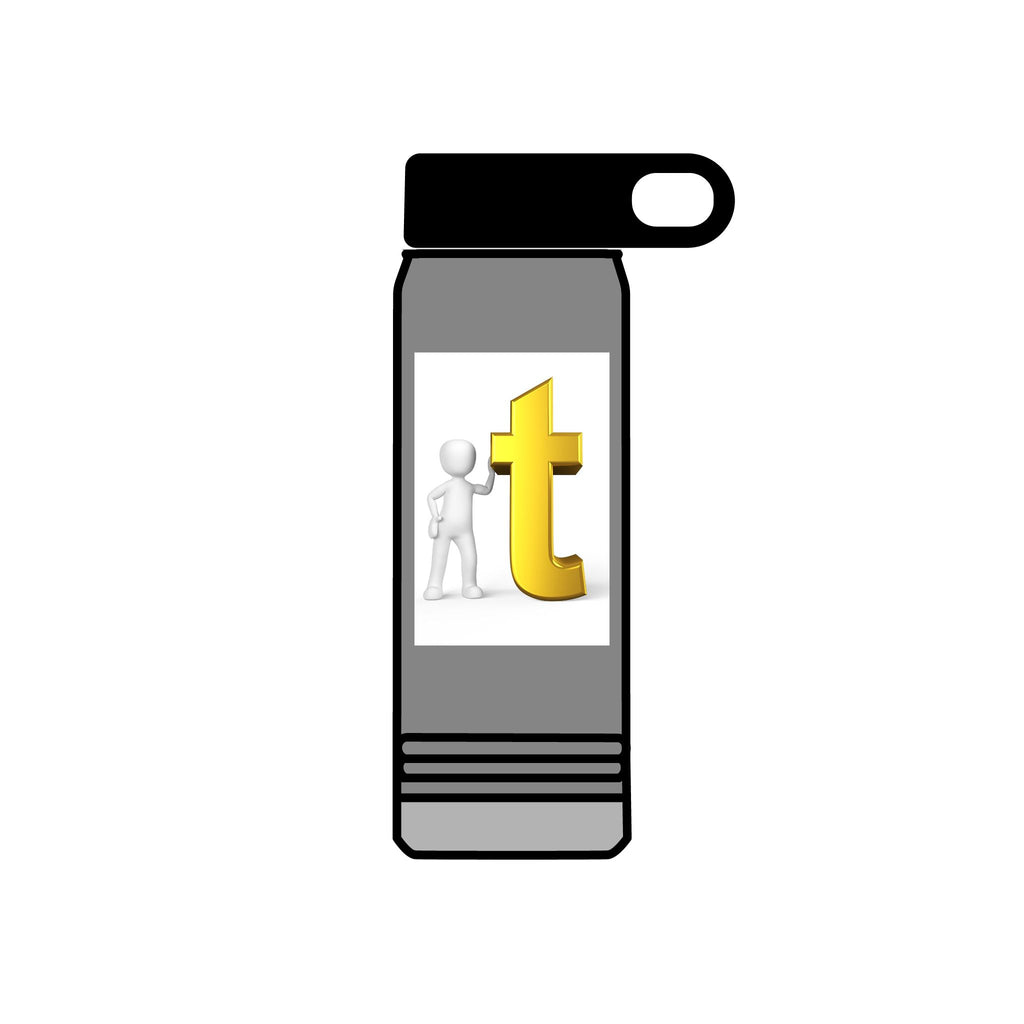 Golden Letter T with Figure Water Bottle | 20oz Stainless Bottle