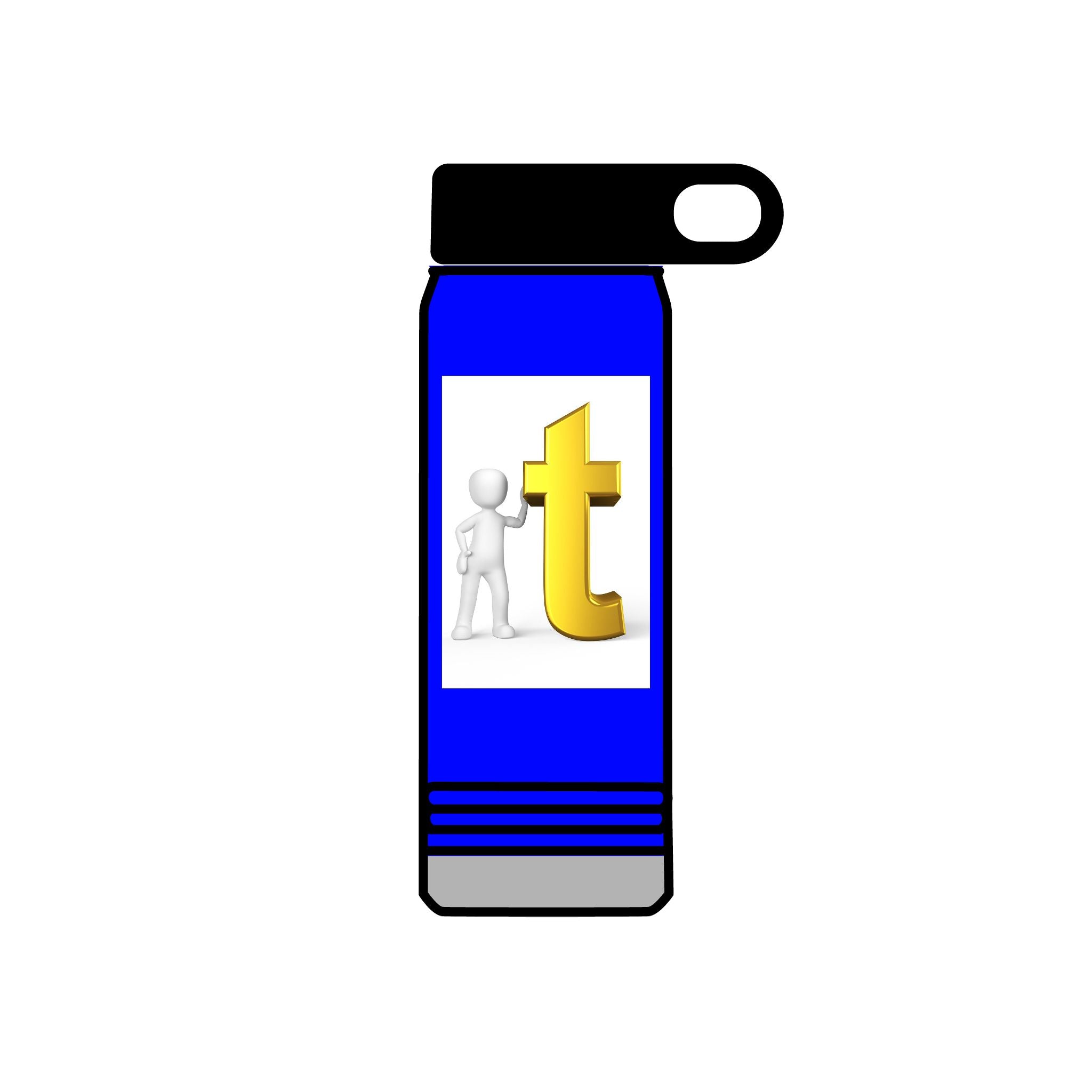 Golden Letter T with Figure Water Bottle | 20oz Stainless Bottle