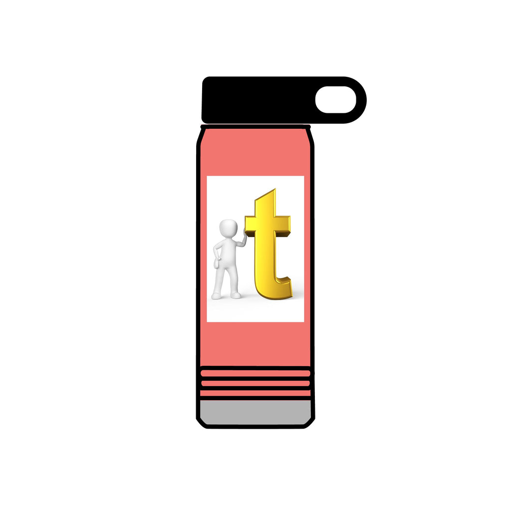 Golden Letter T with Figure Water Bottle | 20oz Stainless Bottle
