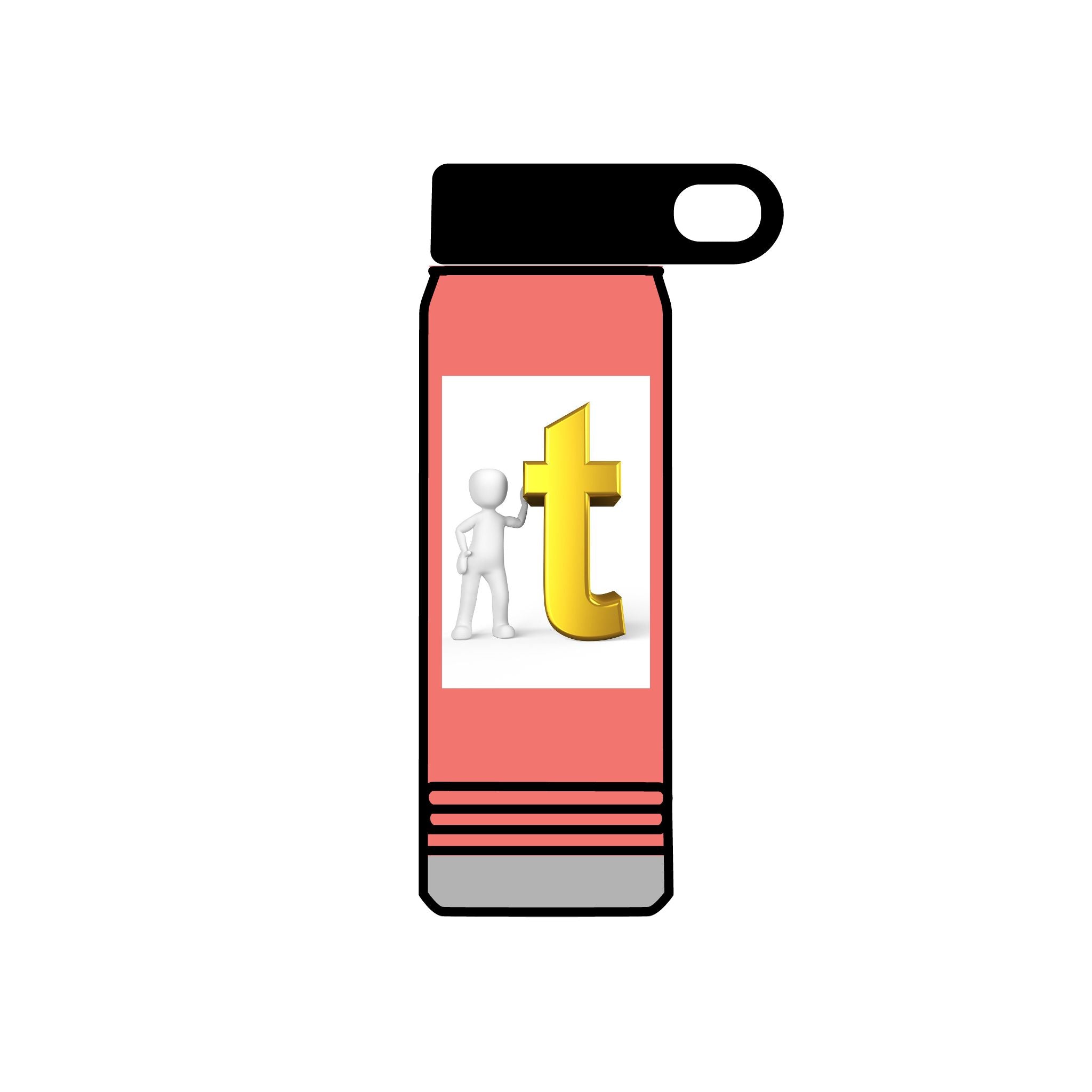 Golden Letter T with Figure Water Bottle | 20oz Stainless Bottle