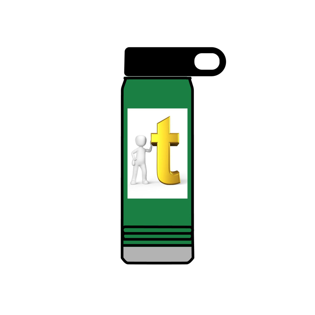 Golden Letter T with Figure Water Bottle | 20oz Stainless Bottle