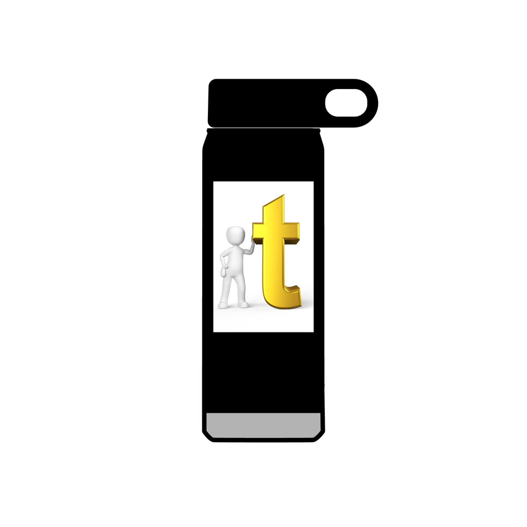 Golden Letter T with Figure Water Bottle | 20oz Stainless Bottle