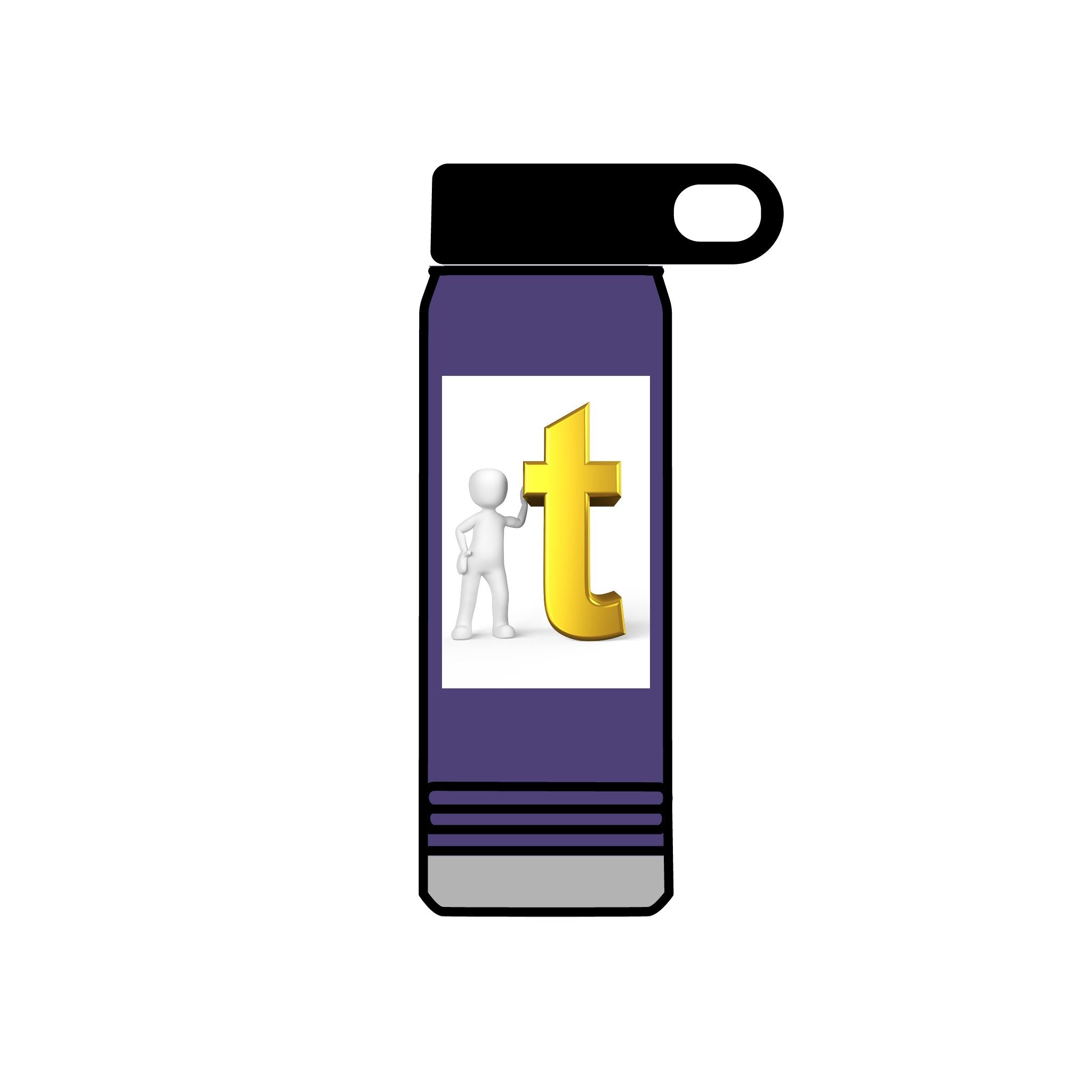 Golden Letter T with Figure Water Bottle | 20oz Stainless Bottle
