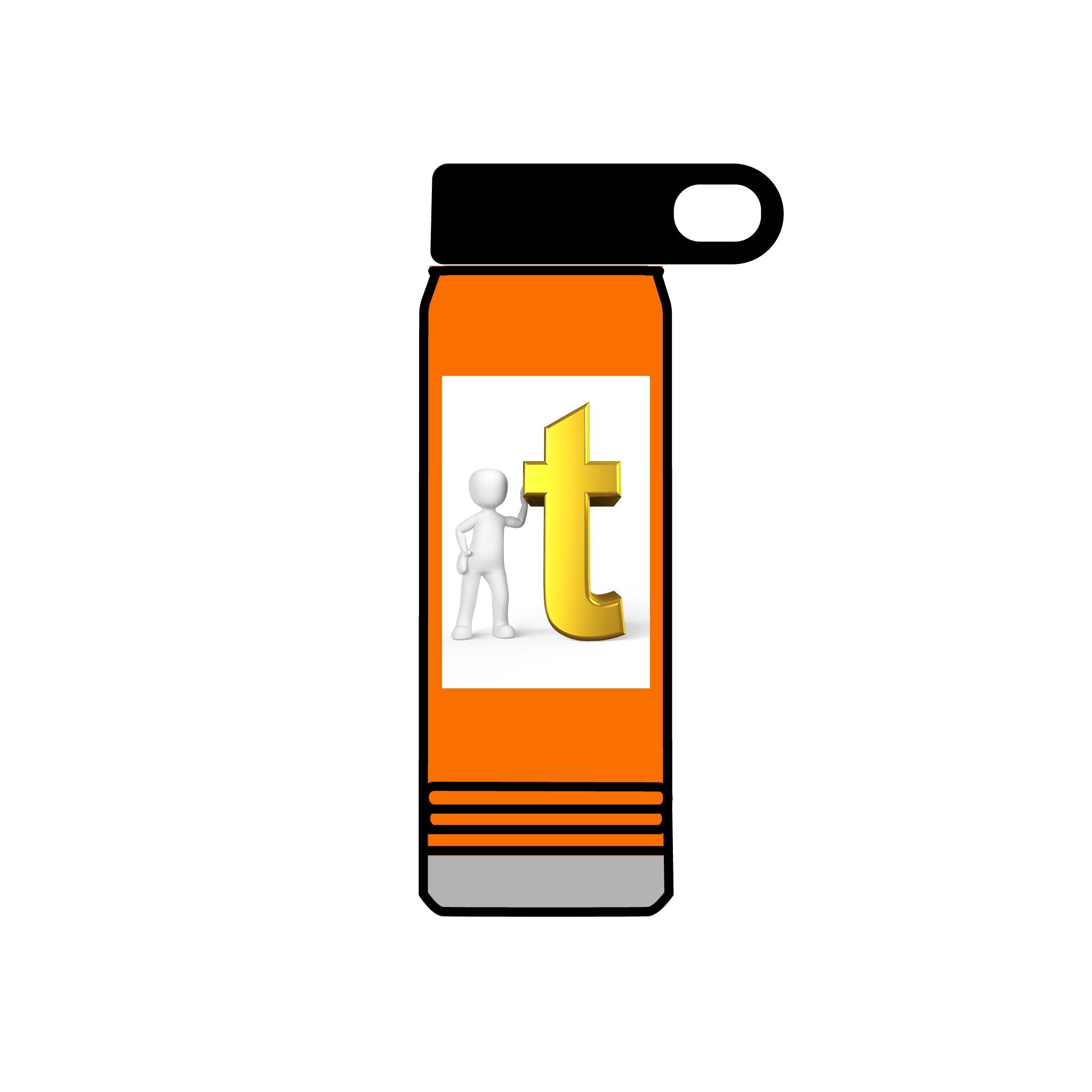 Golden Letter T with Figure Water Bottle | 20oz Stainless Bottle