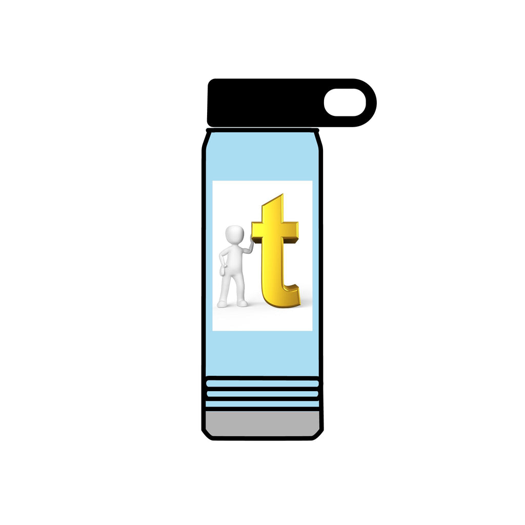 Golden Letter T with Figure Water Bottle | 20oz Stainless Bottle