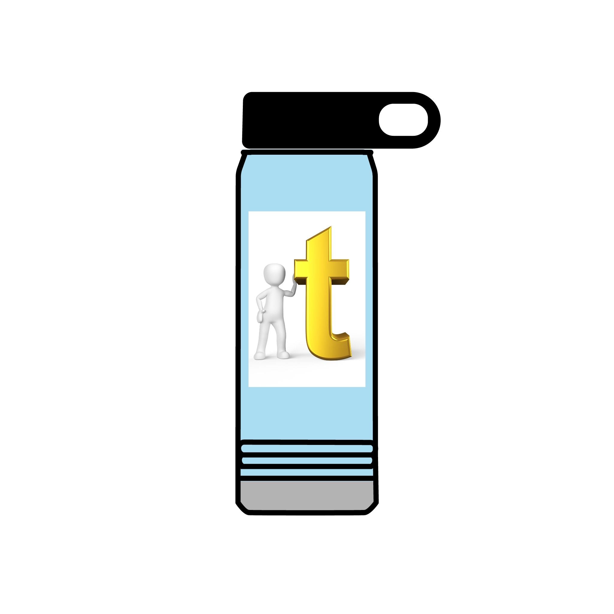 Golden Letter T with Figure Water Bottle | 20oz Stainless Bottle