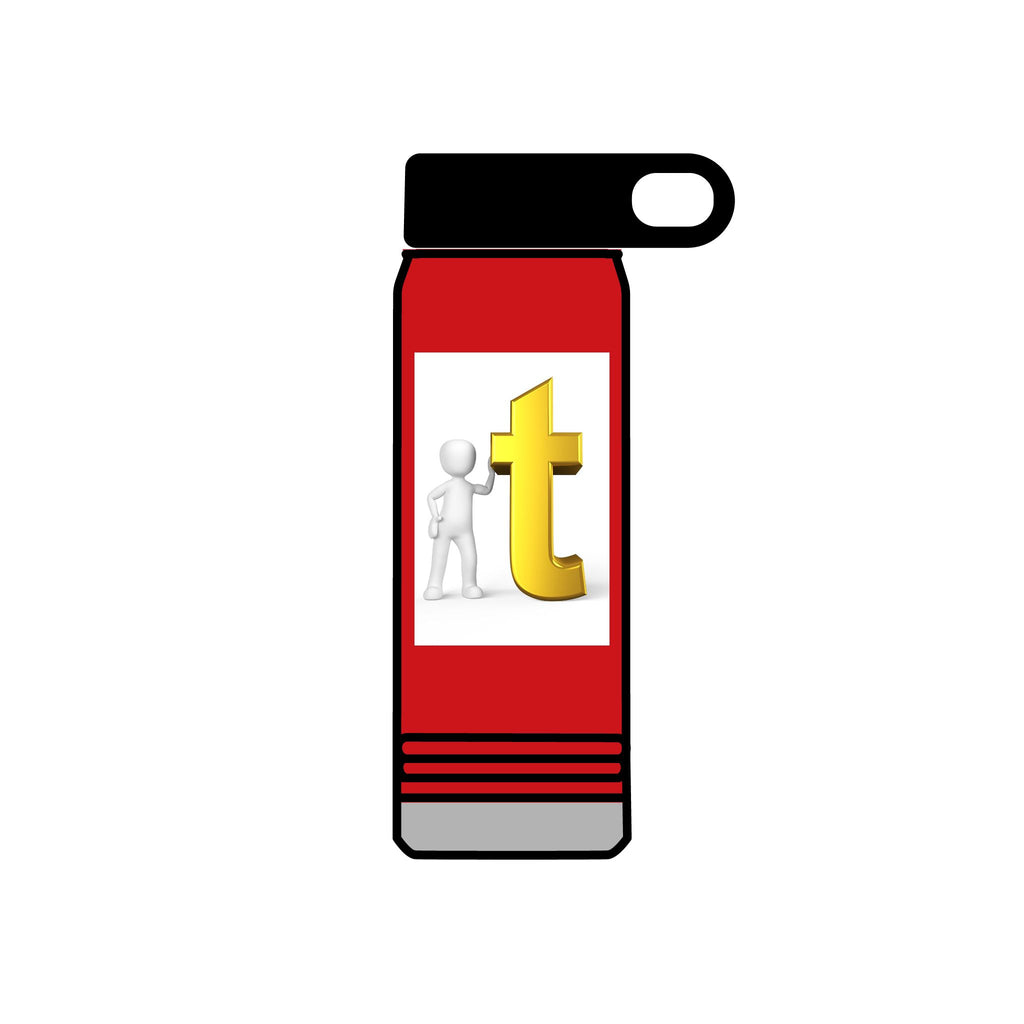 Golden Letter T with Figure Water Bottle | 20oz Stainless Bottle